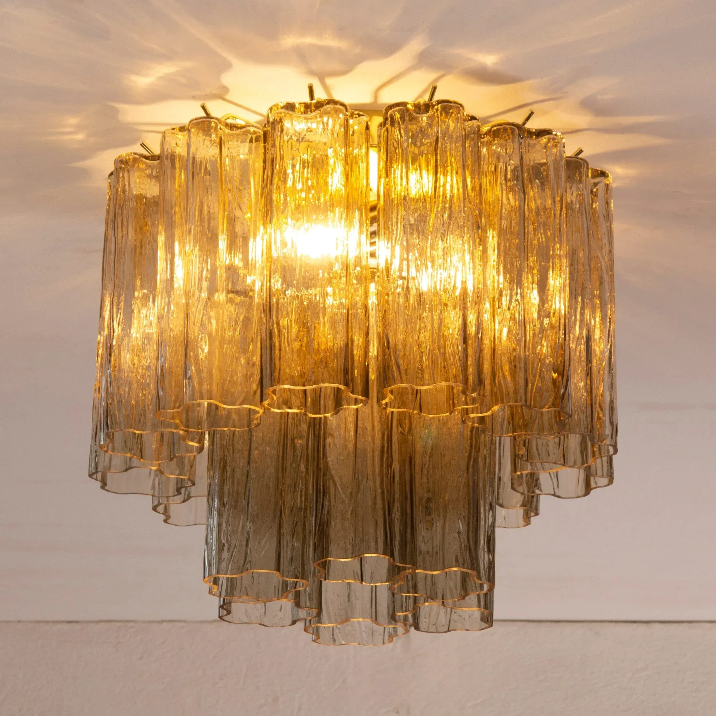 Ceiling lamp with Murano glass Tronchi, chandelier diameter 35 cm - SoloCoseBelle