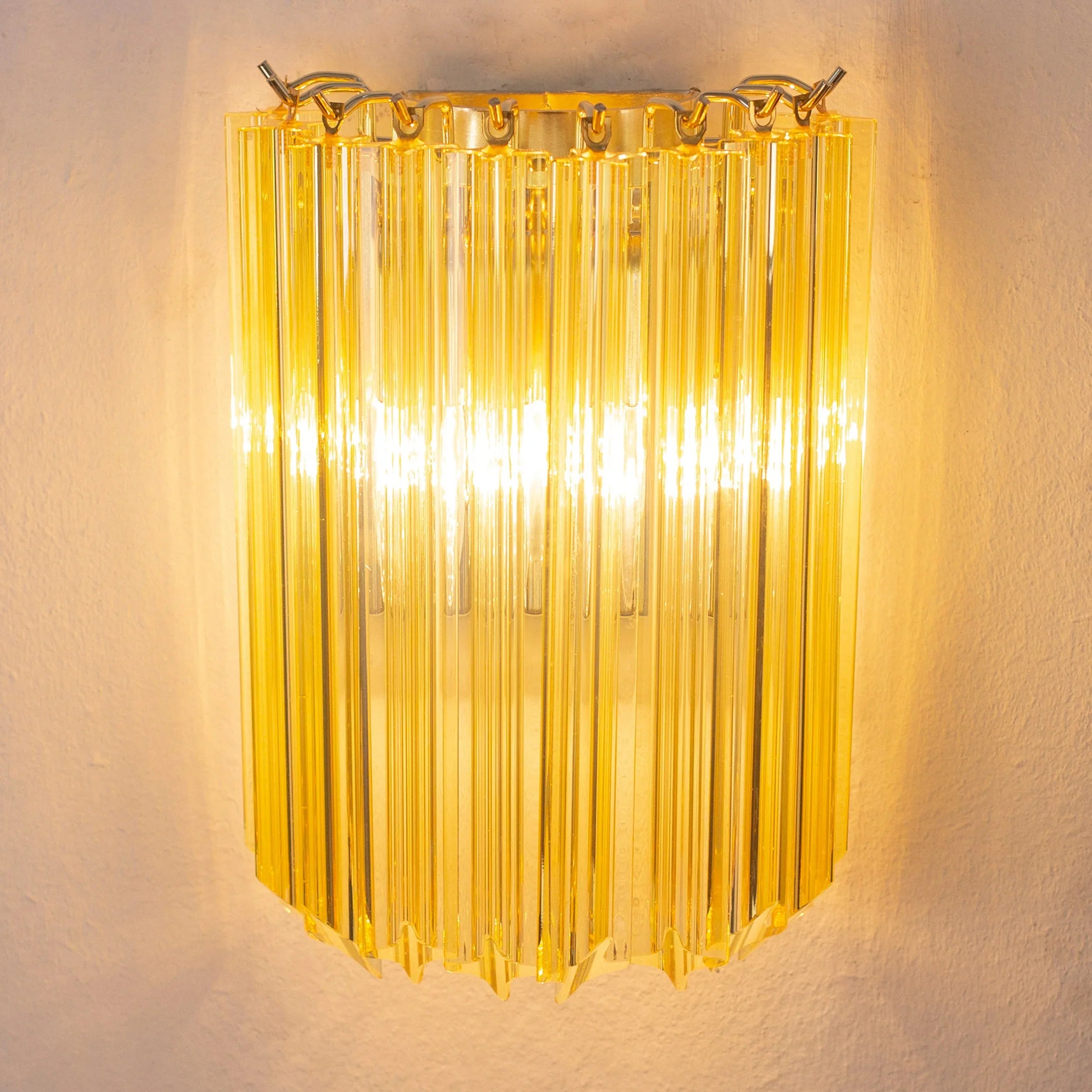 Set of 2 Ginger color quadriedri Murano Glass Wall Sconces - SoloCoseBelle
