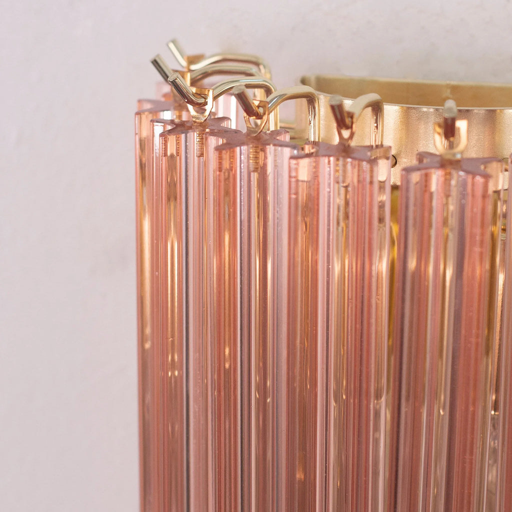 Set of 2 Pink Quadriedri Murano Glass Wall Sconces - SoloCoseBelle