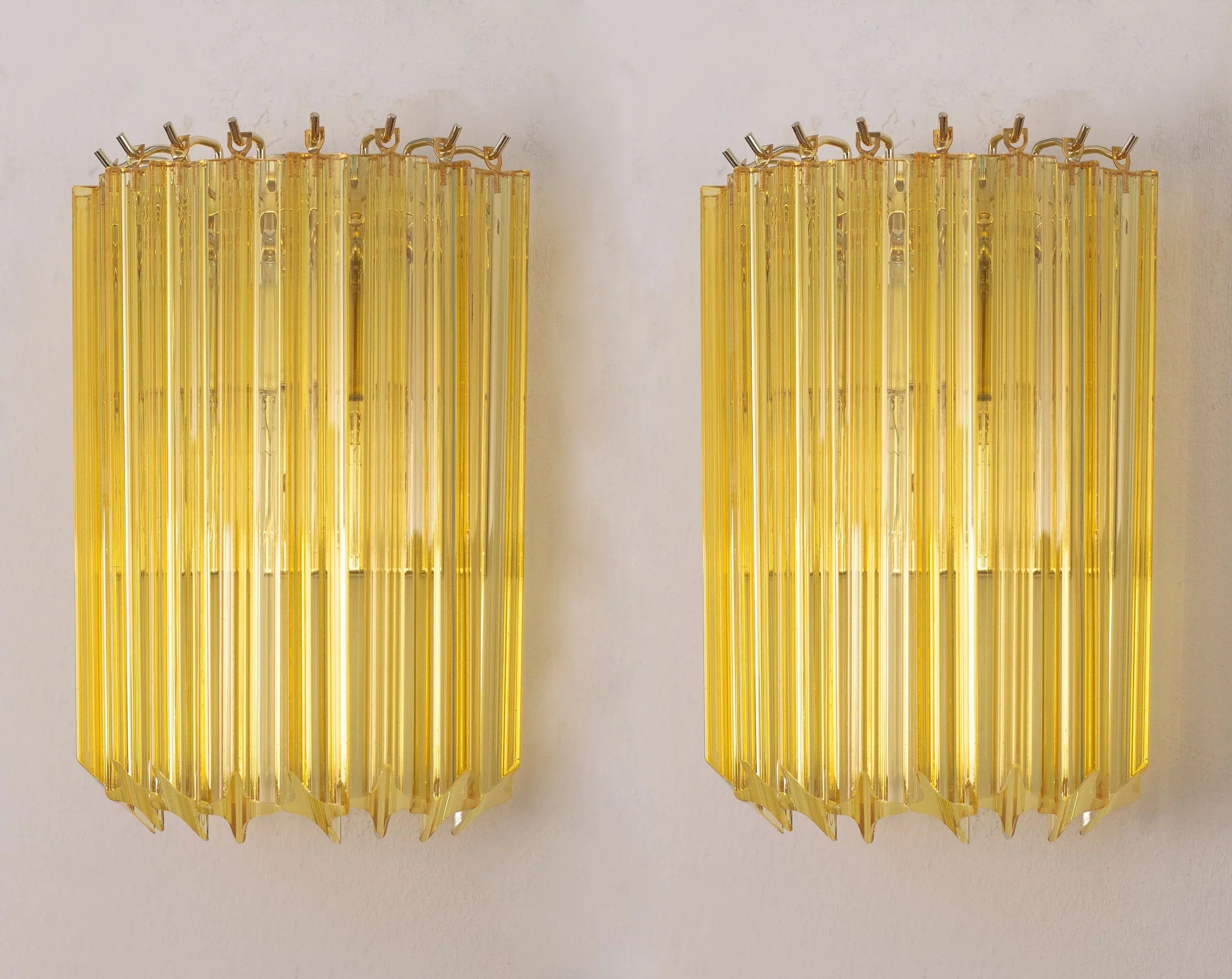 Set of 2 Ginger color quadriedri Murano Glass Wall Sconces - SoloCoseBelle