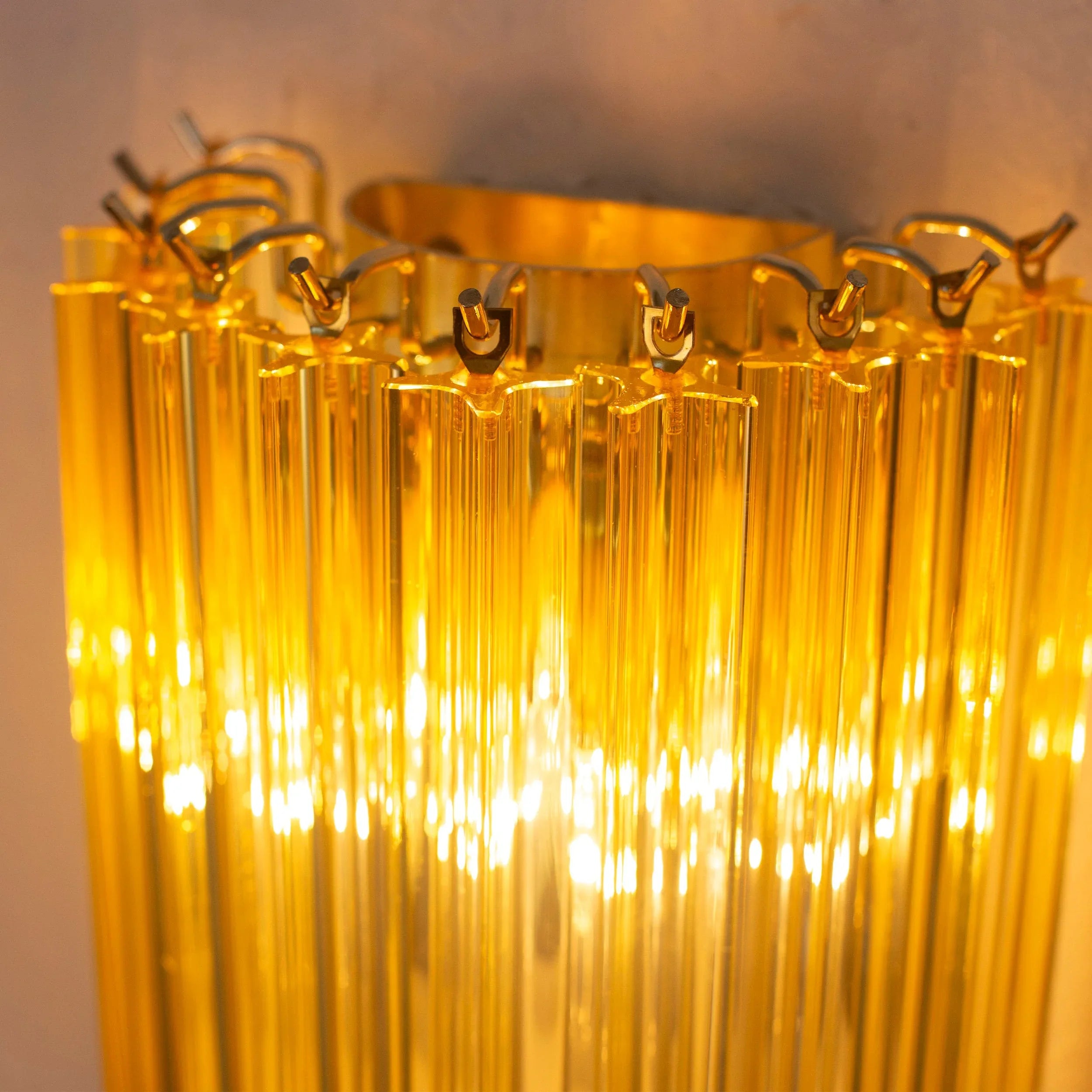 Set of 2 Ginger color quadriedri Murano Glass Wall Sconces - SoloCoseBelle