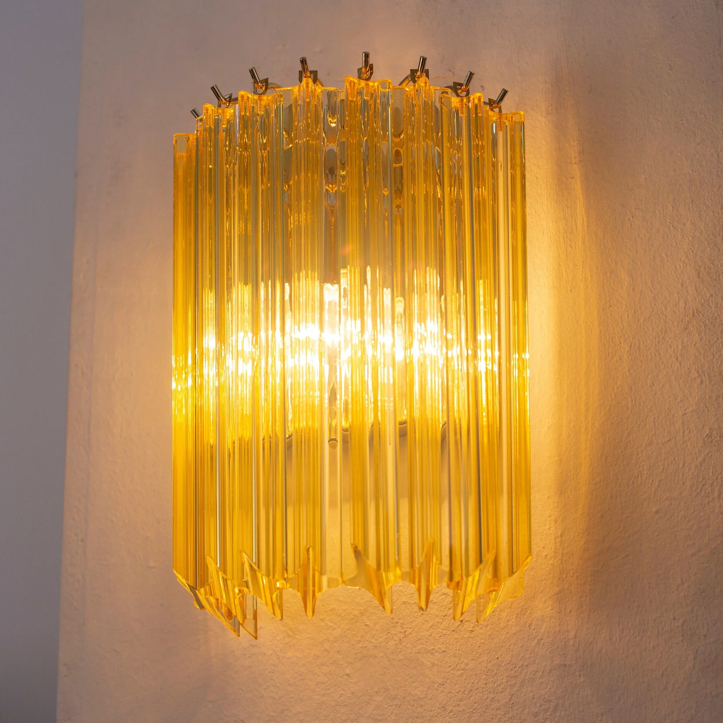 Set of 2 Ginger color quadriedri Murano Glass Wall Sconces - SoloCoseBelle