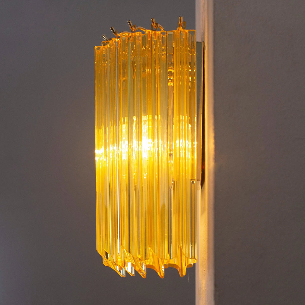 Set of 2 Ginger color quadriedri Murano Glass Wall Sconces - SoloCoseBelle