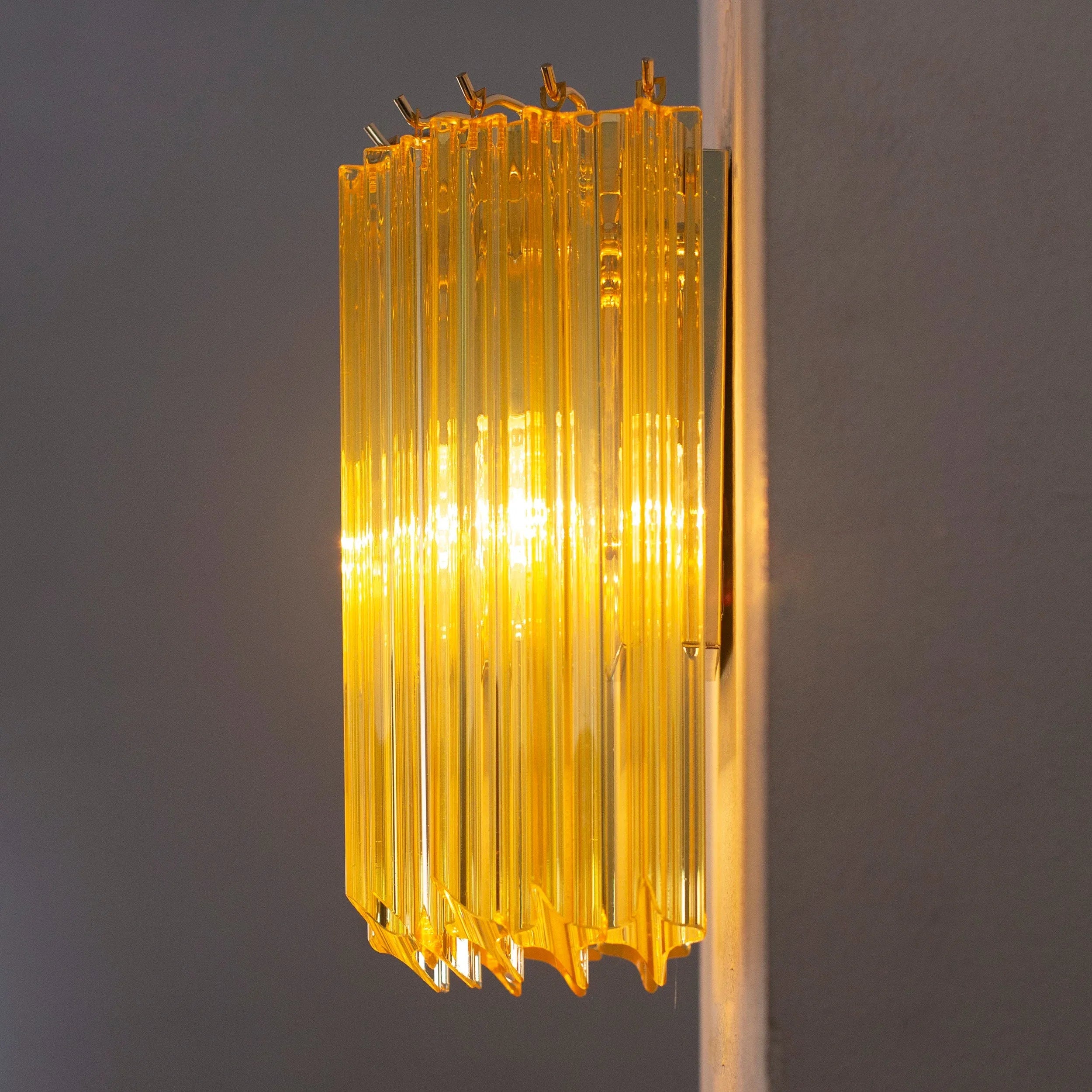 Set of 2 Ginger color quadriedri Murano Glass Wall Sconces - SoloCoseBelle