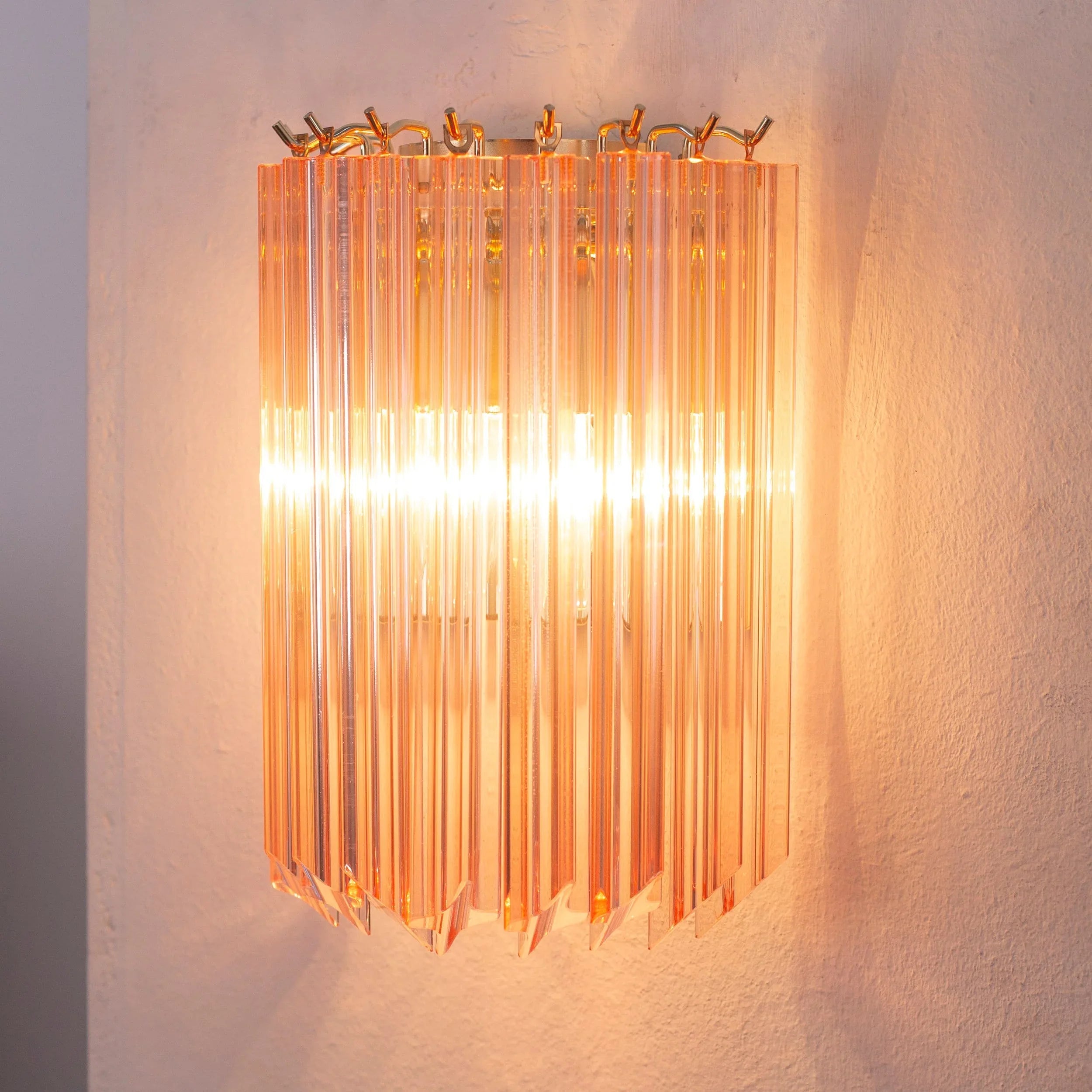 Set of 2 Pink Quadriedri Murano Glass Wall Sconces - SoloCoseBelle
