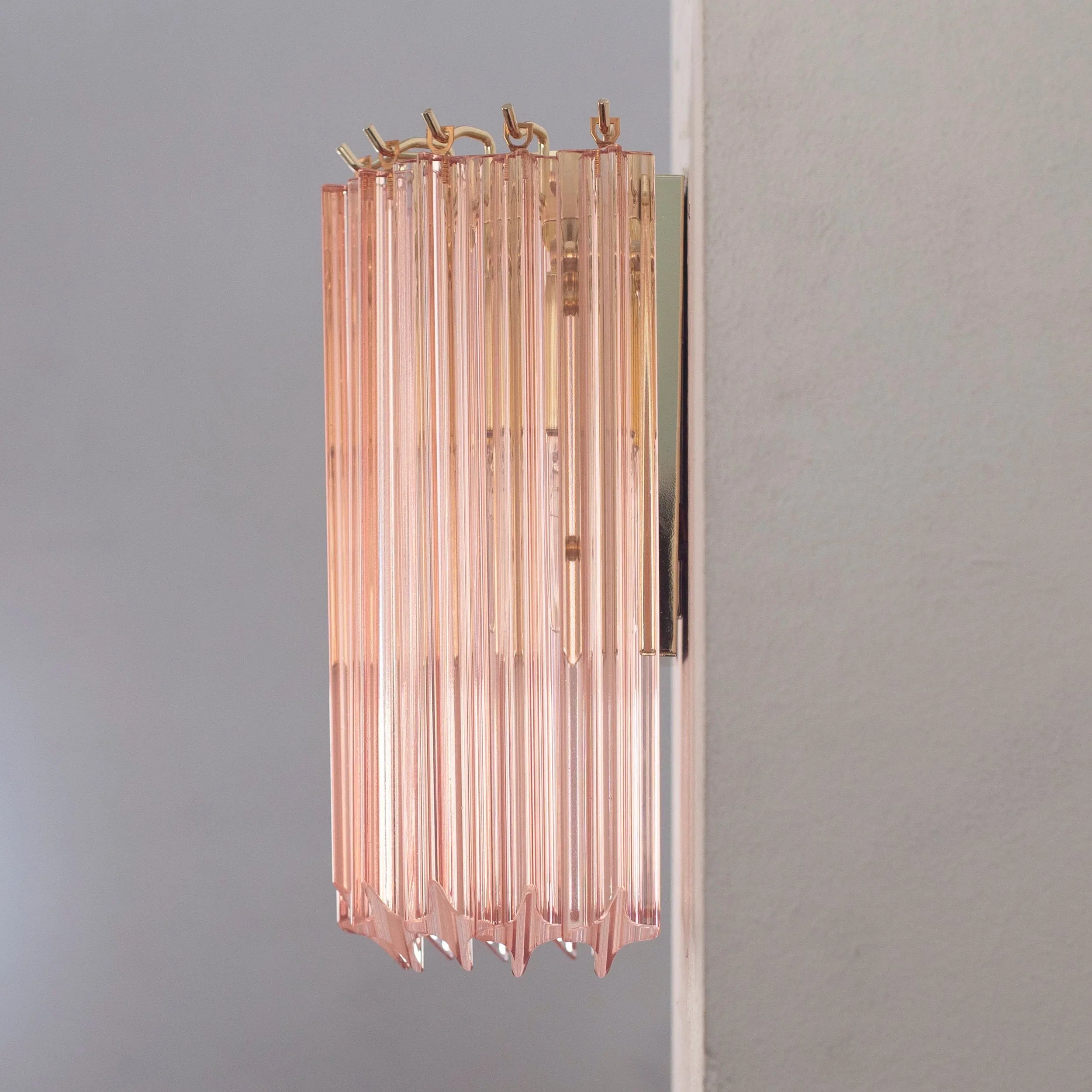 Set of 2 Pink Quadriedri Murano Glass Wall Sconces - SoloCoseBelle