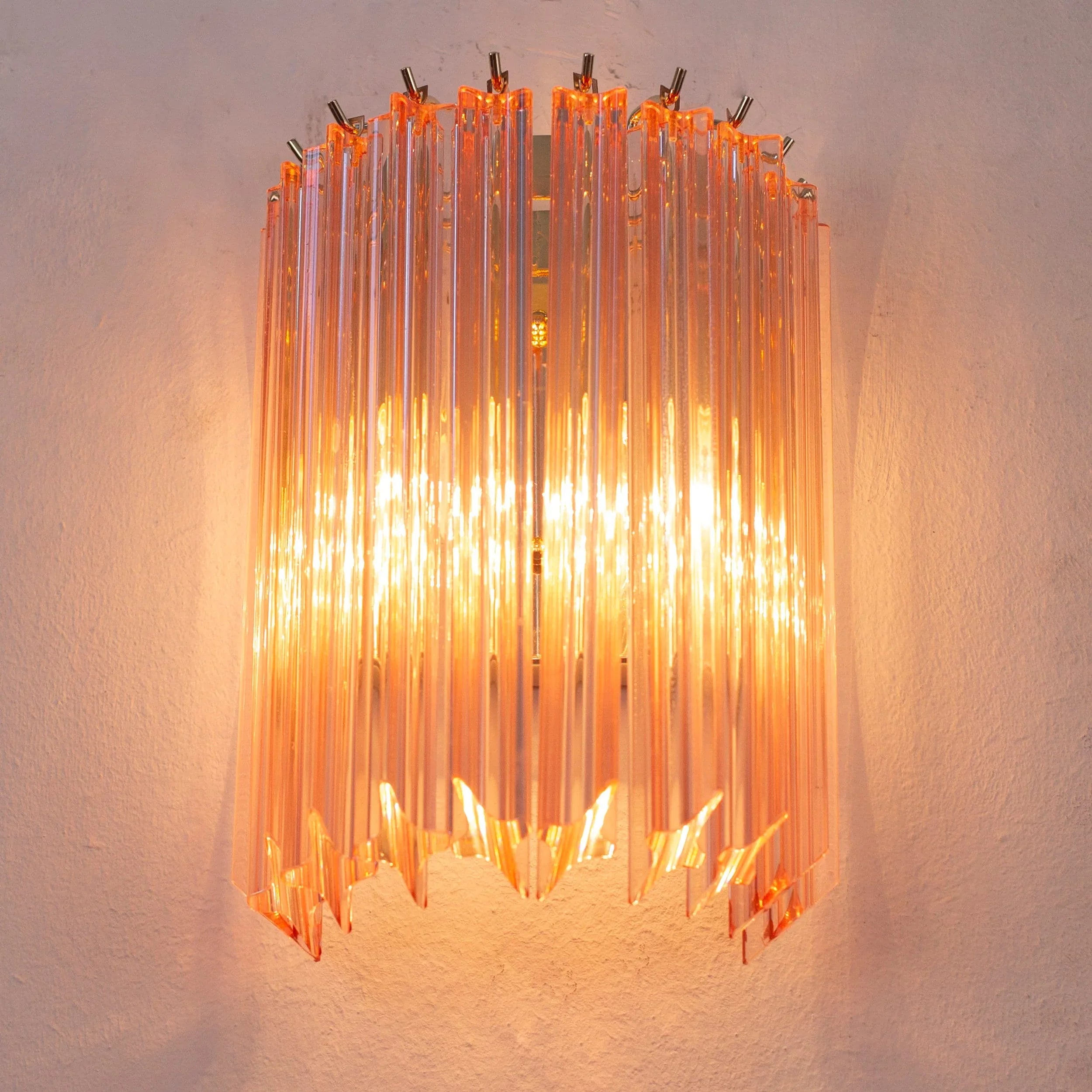Set of 2 Pink Quadriedri Murano Glass Wall Sconces - SoloCoseBelle