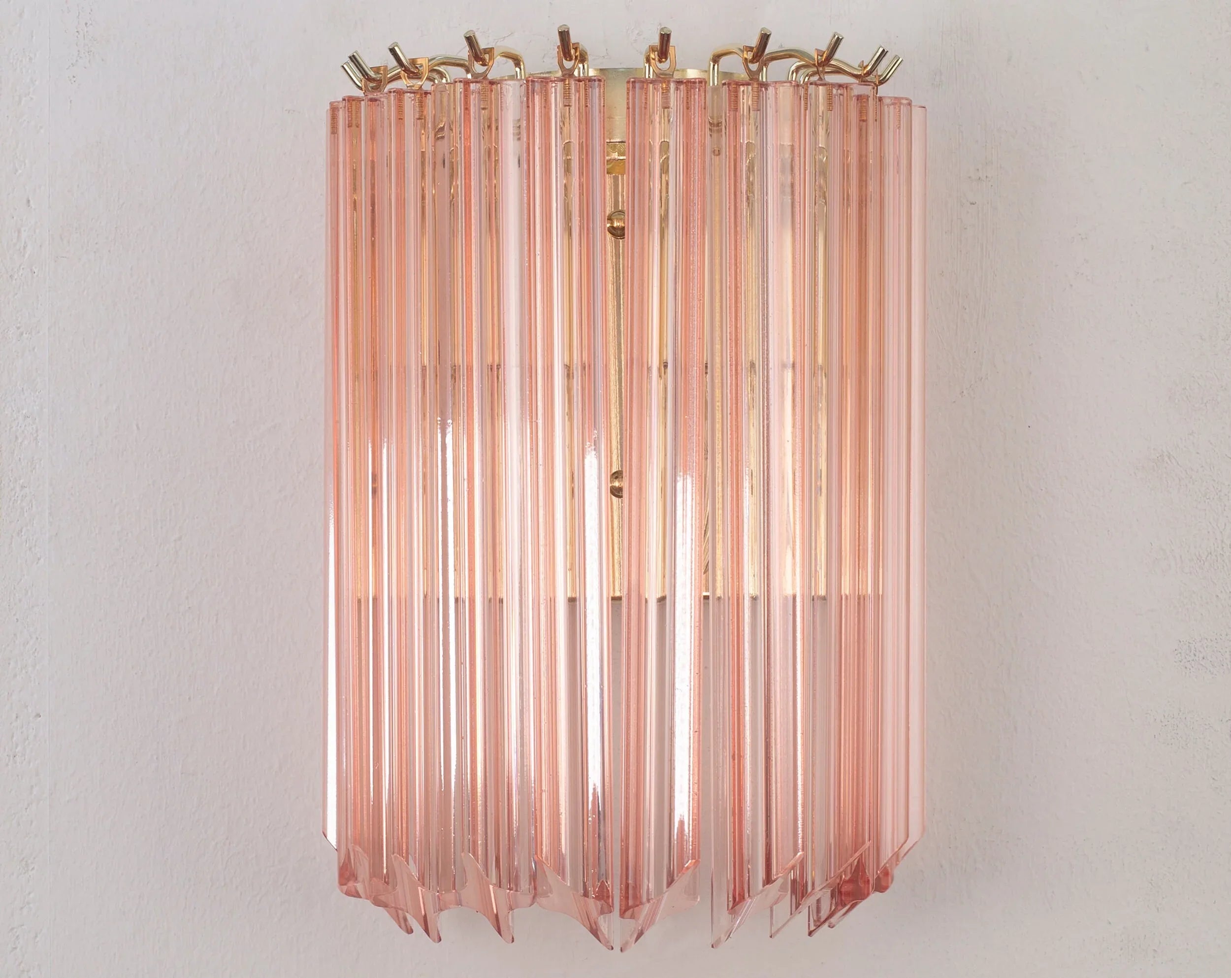Set of 2 Pink Quadriedri Murano Glass Wall Sconces - SoloCoseBelle