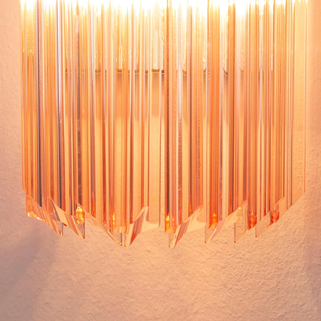 Set of 2 Pink Quadriedri Murano Glass Wall Sconces - SoloCoseBelle