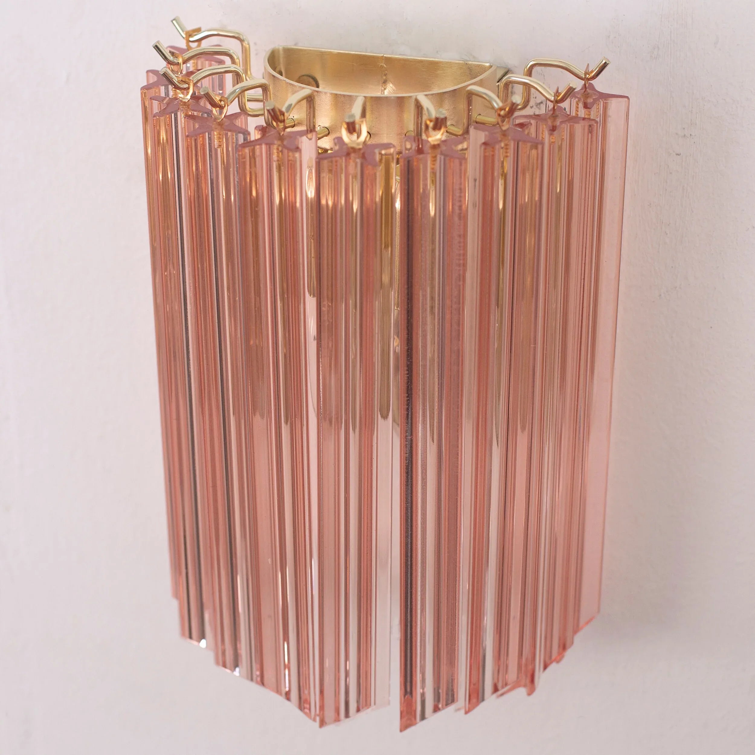 Set of 2 Pink Quadriedri Murano Glass Wall Sconces - SoloCoseBelle
