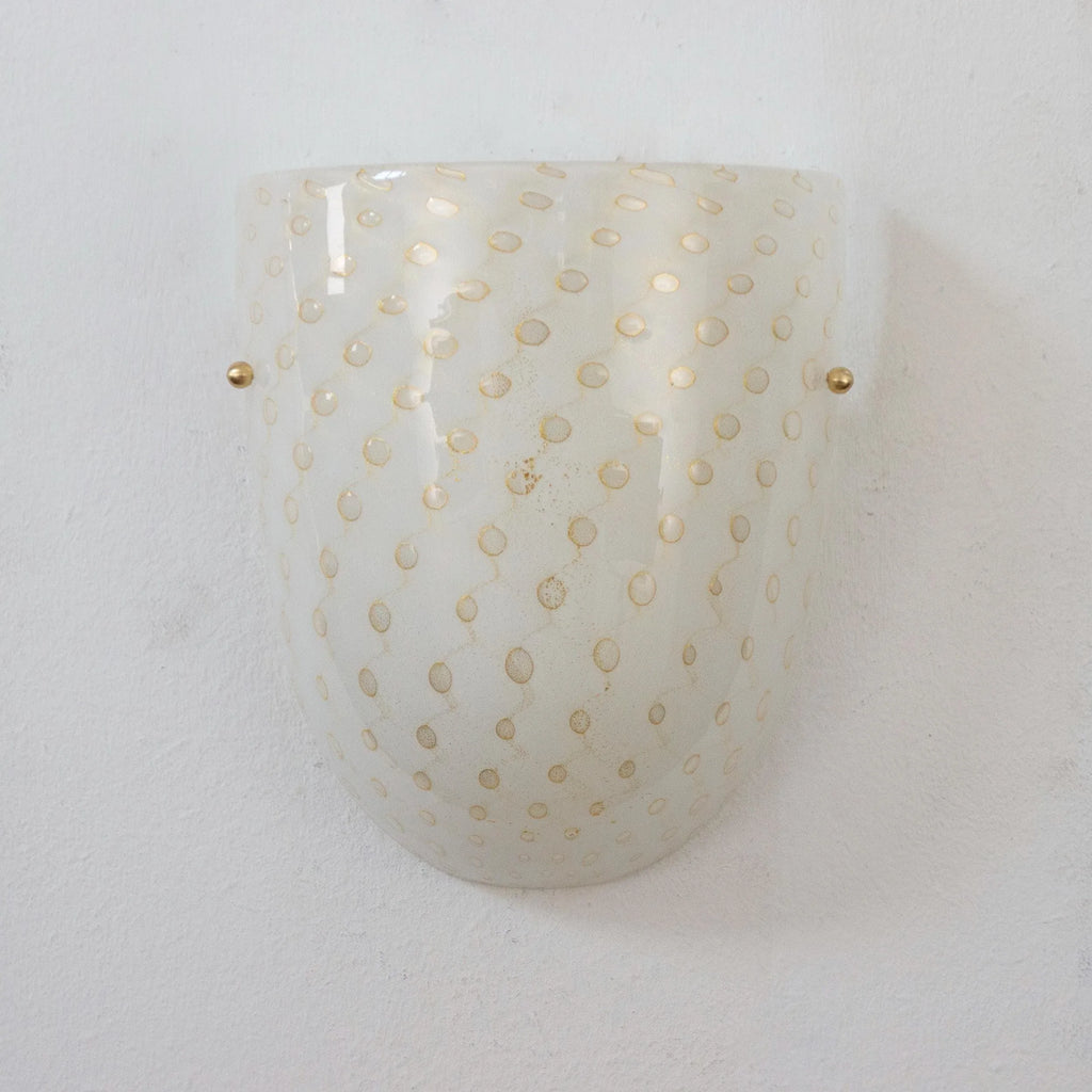 Set of 2 White Murano glass wall sconces with artistic gold decoration - SoloCoseBelle