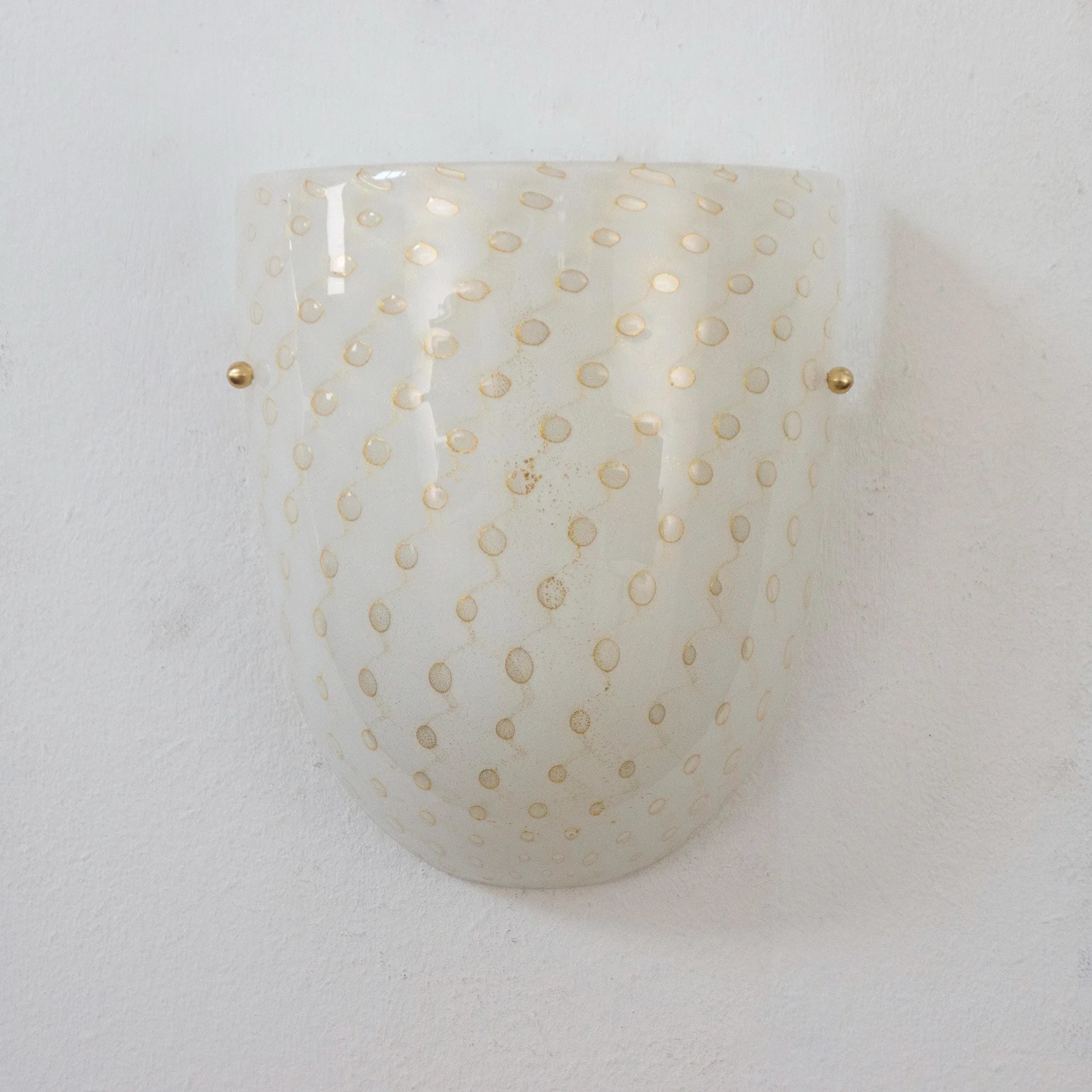 Set of 2 White Murano glass wall sconces with artistic gold decoration - SoloCoseBelle