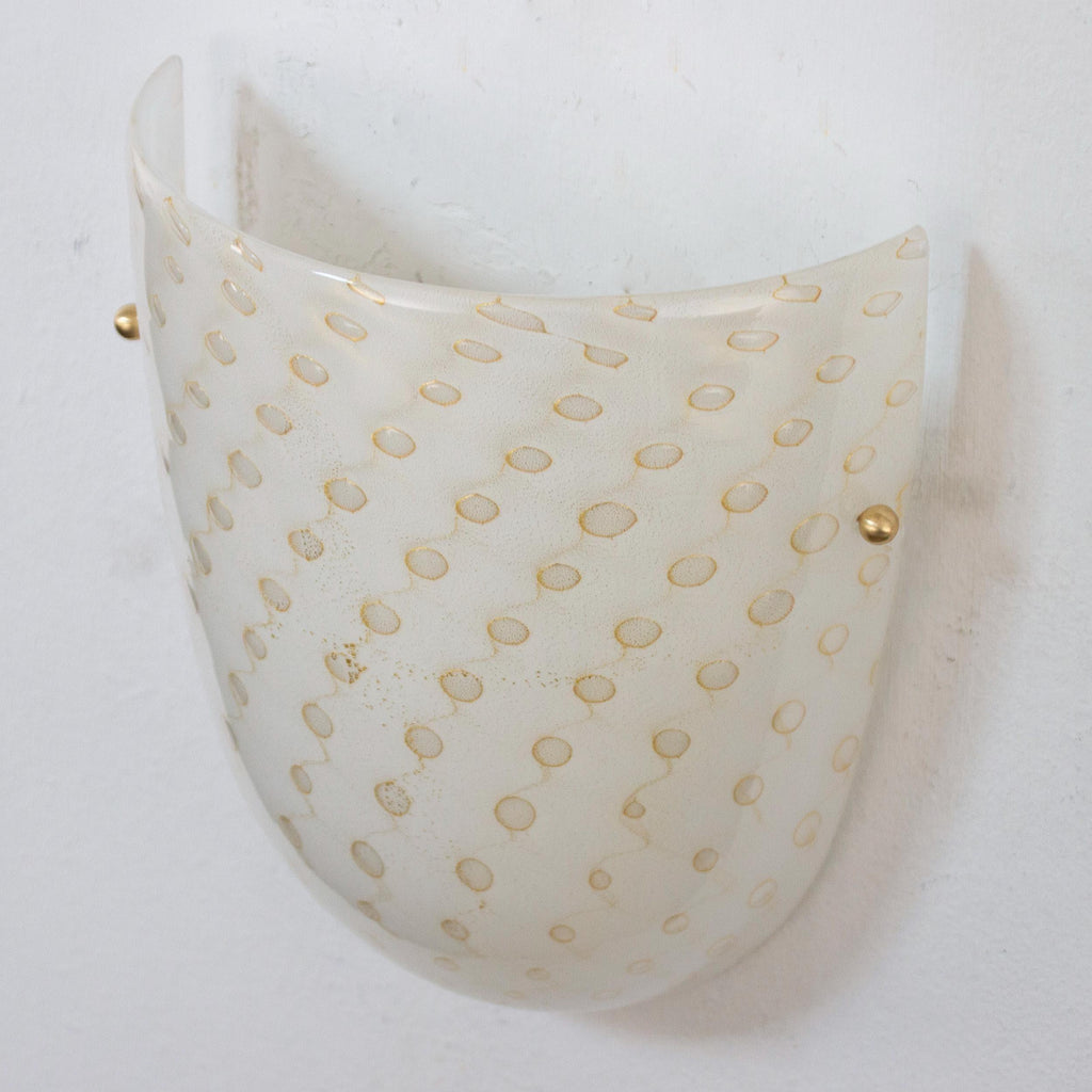 Set of 2 White Murano glass wall sconces with artistic gold decoration - SoloCoseBelle