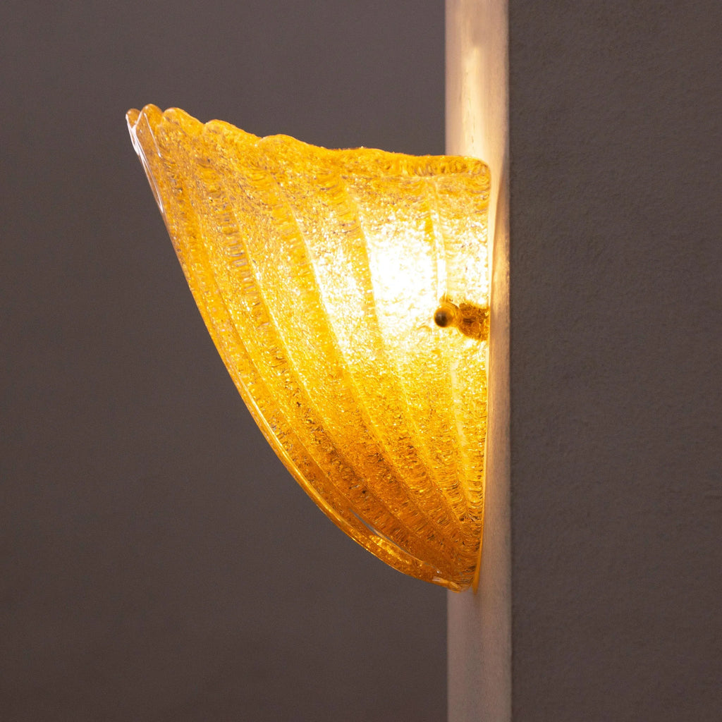 Pair of Elegant Amber Murano glass wall sconce hand with grit - SoloCoseBelle