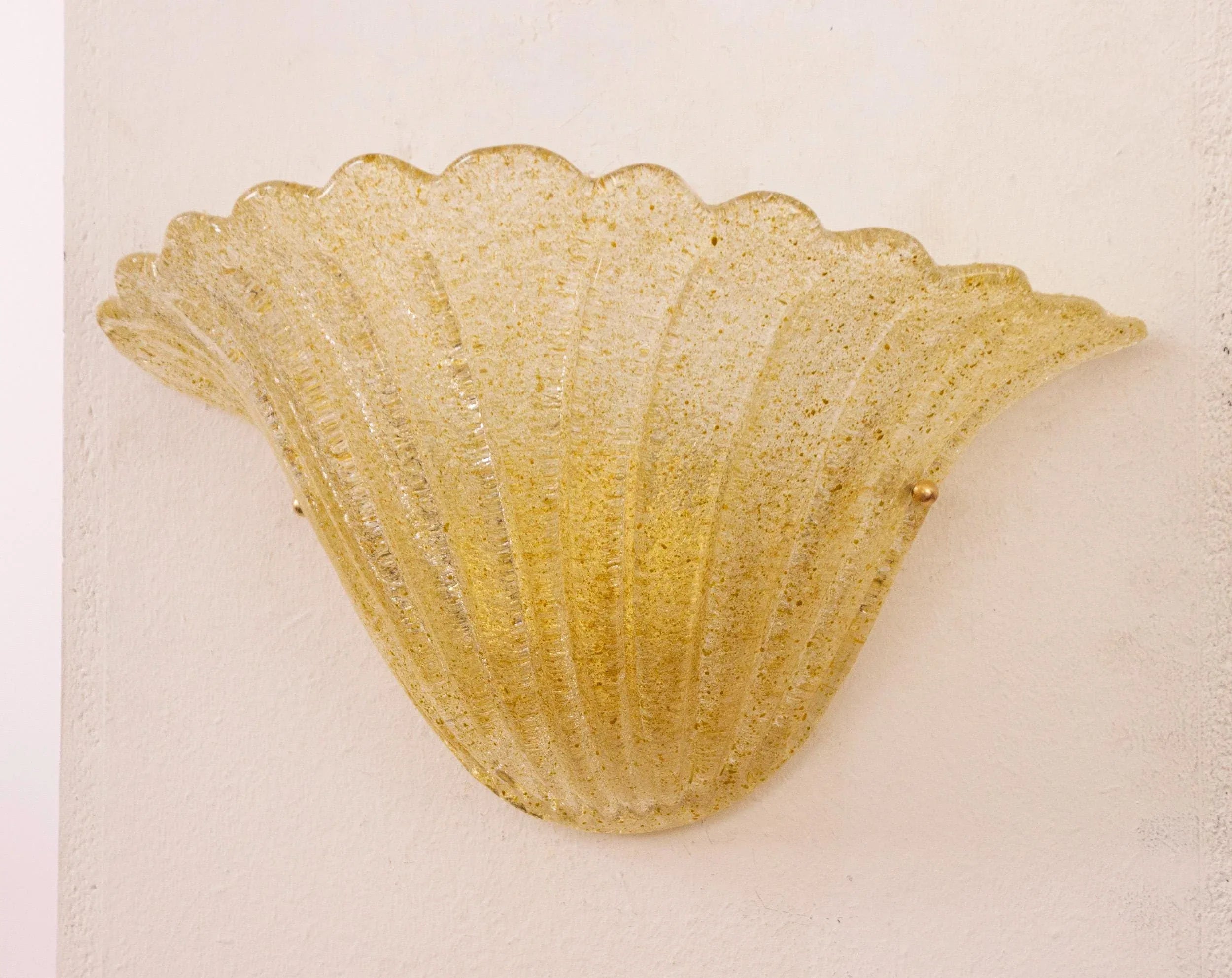 Pair of Elegant Goldish Murano glass wall sconce hand blown with grit - SoloCoseBelle