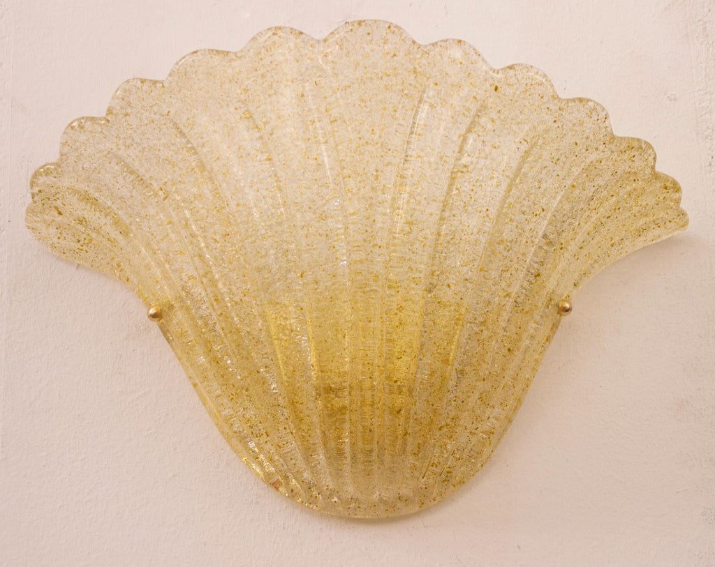 Pair of Elegant Goldish Murano glass wall sconce hand blown with grit - SoloCoseBelle