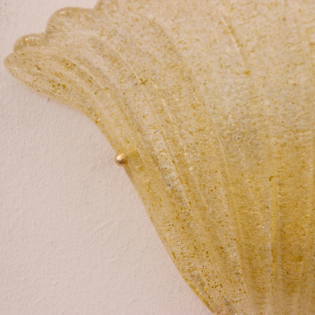 Pair of Elegant Goldish Murano glass wall sconce hand blown with grit - SoloCoseBelle