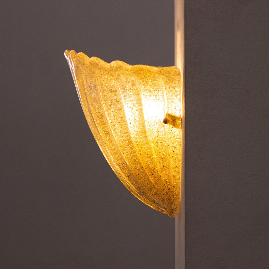 Pair of Elegant Goldish Murano glass wall sconce hand blown with grit - SoloCoseBelle