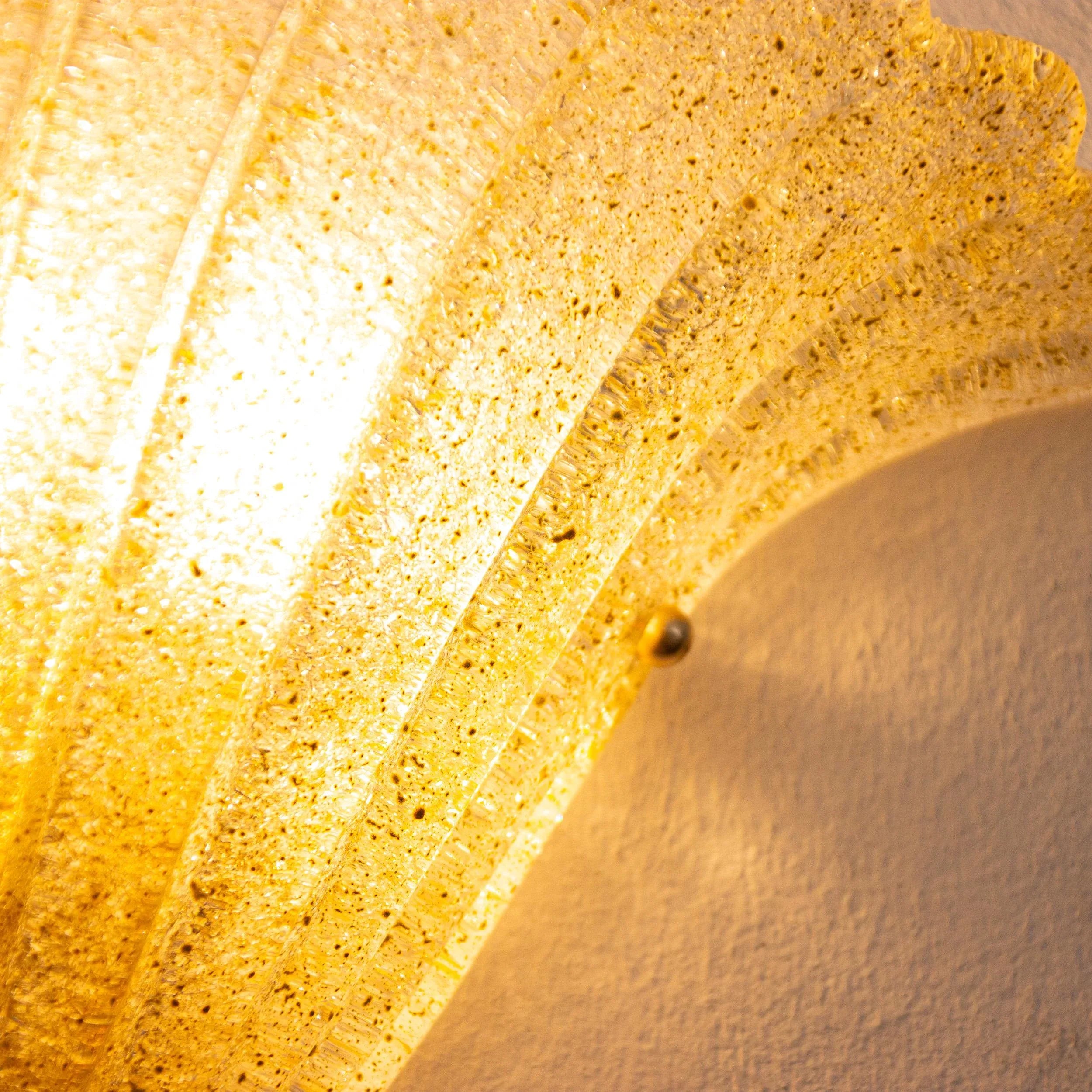 Pair of Elegant Goldish Murano glass wall sconce hand blown with grit - SoloCoseBelle
