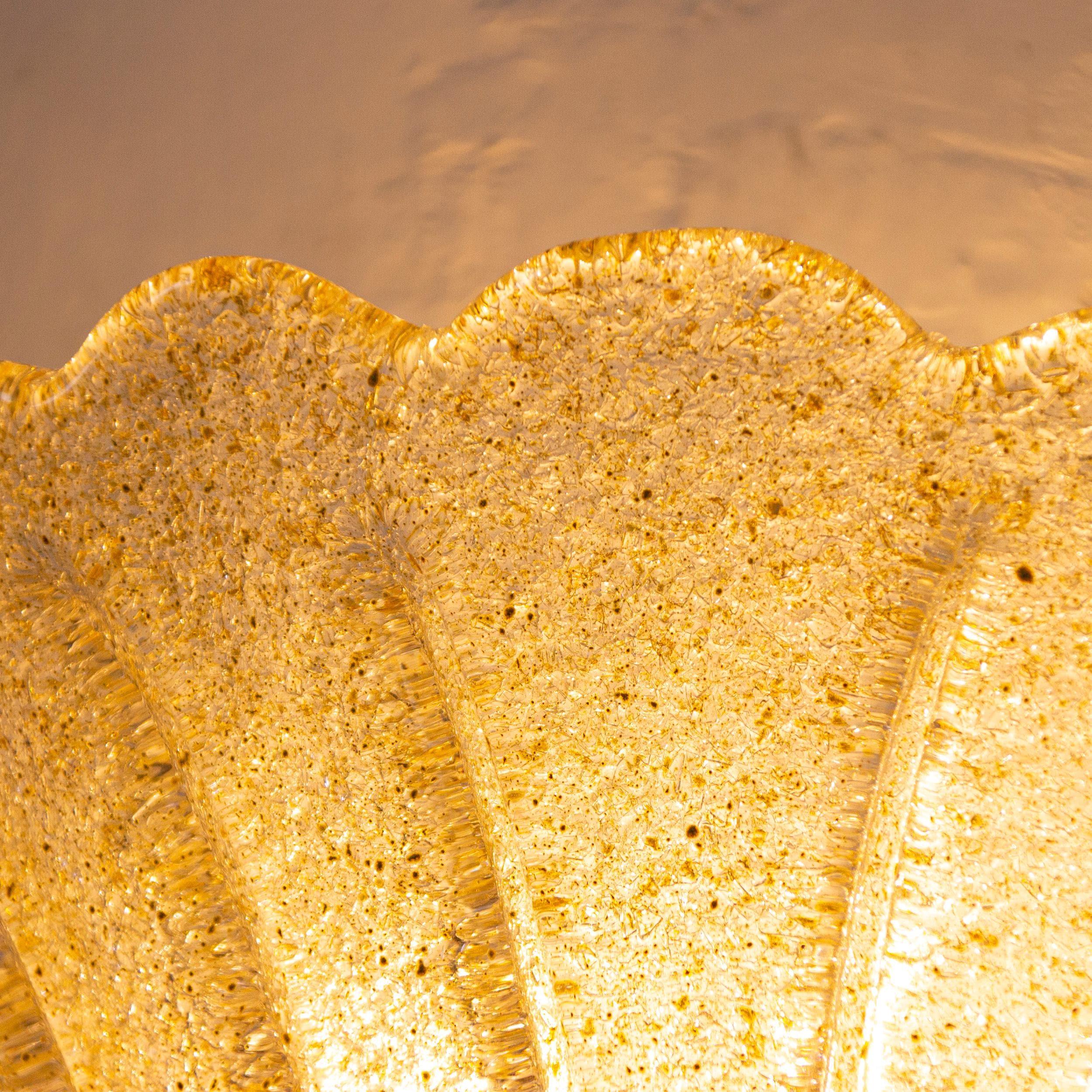 Pair of Elegant Goldish Murano glass wall sconce hand blown with grit - SoloCoseBelle