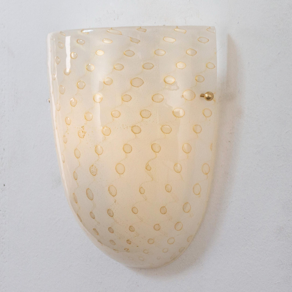 Set of 2 White Murano glass wall sconces with artistic gold decoration - SoloCoseBelle