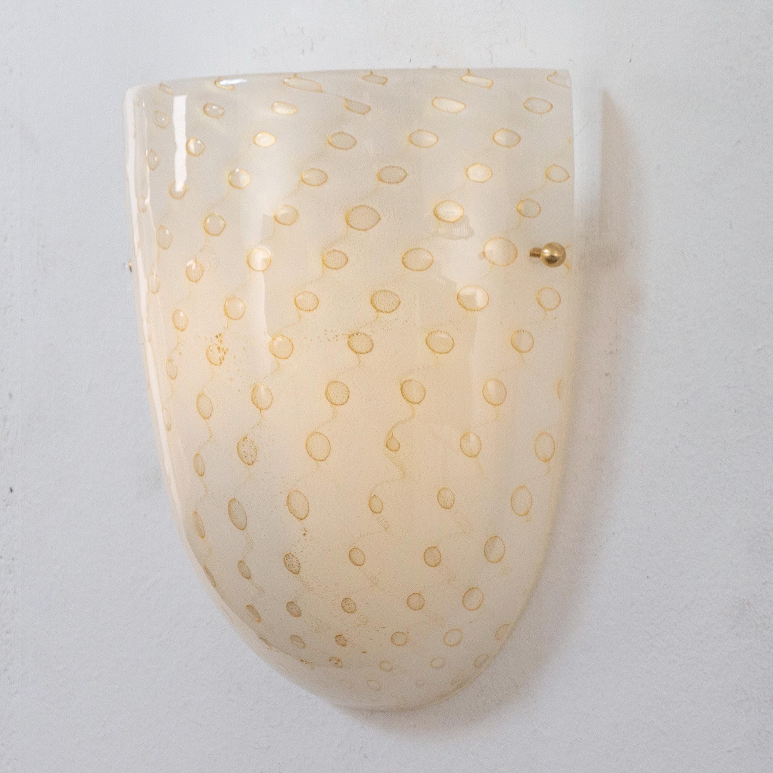 Set of 2 White Murano glass wall sconces with artistic gold decoration - SoloCoseBelle