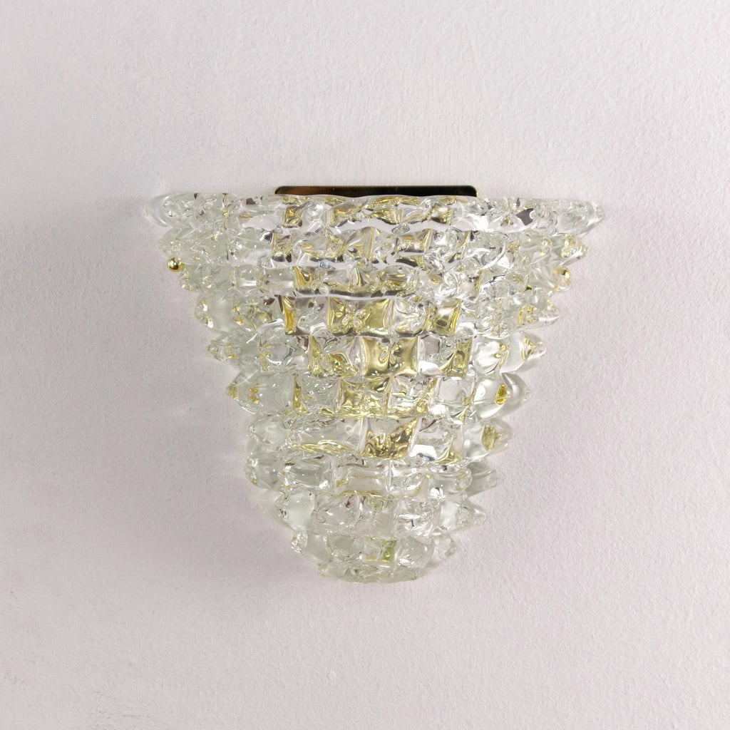 Set of 2 Murano rostrato glass wall sconces pure crystal color - SoloCoseBelle