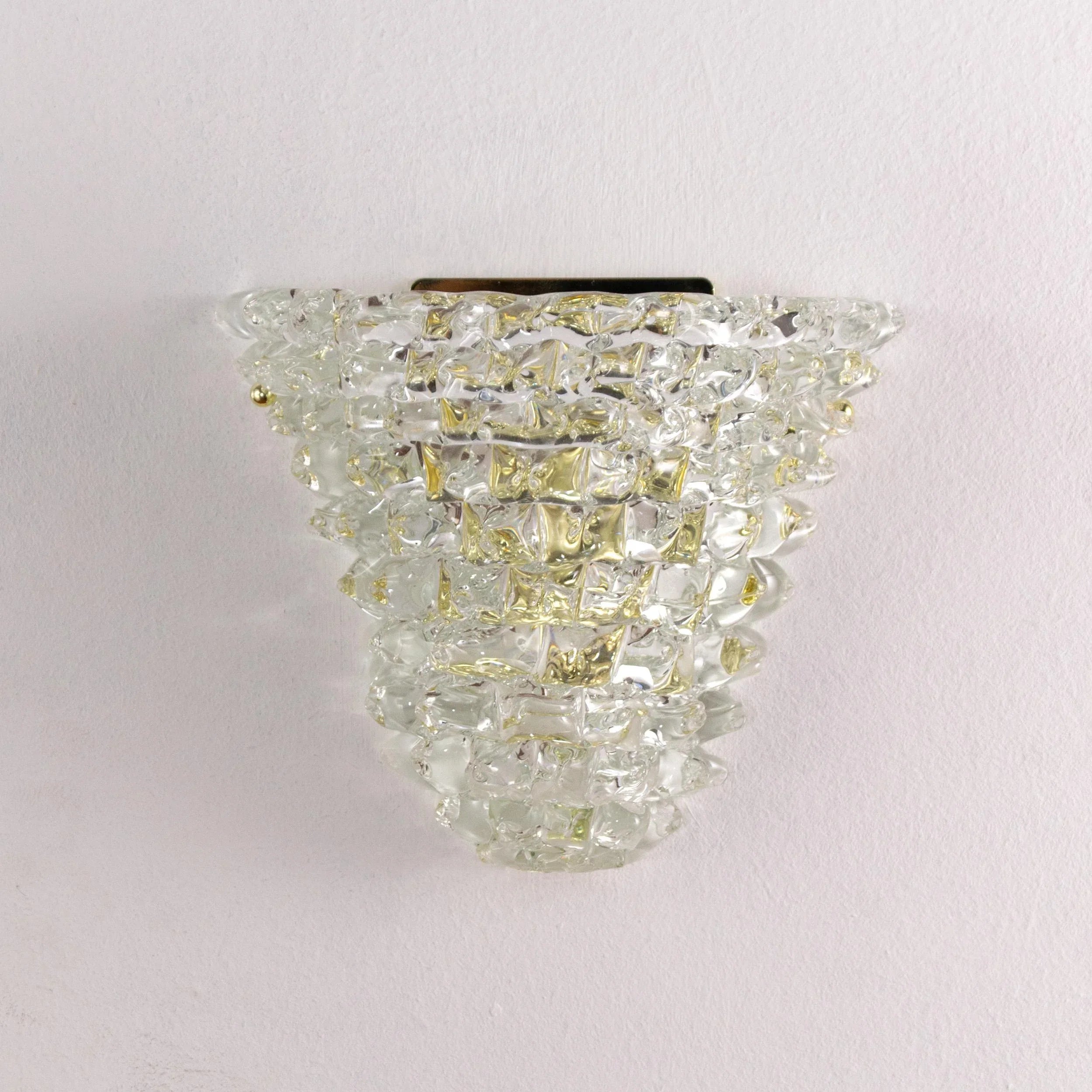 Set of 2 Murano rostrato glass wall sconces pure crystal color - SoloCoseBelle