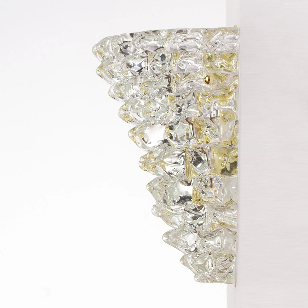 Set of 2 Murano rostrato glass wall sconces pure crystal color - SoloCoseBelle