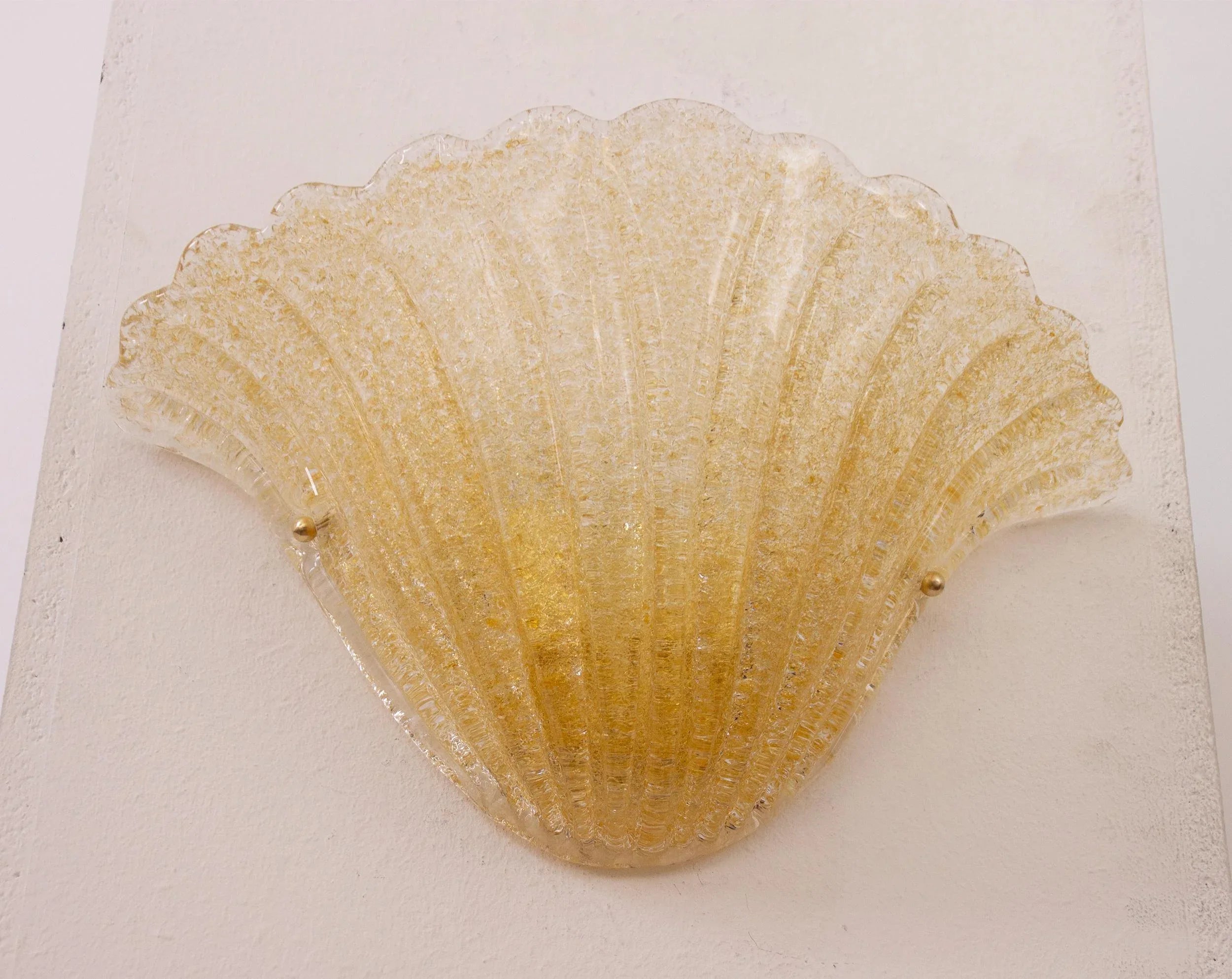 Pair of Elegant Amber Murano glass wall sconce hand with grit - SoloCoseBelle