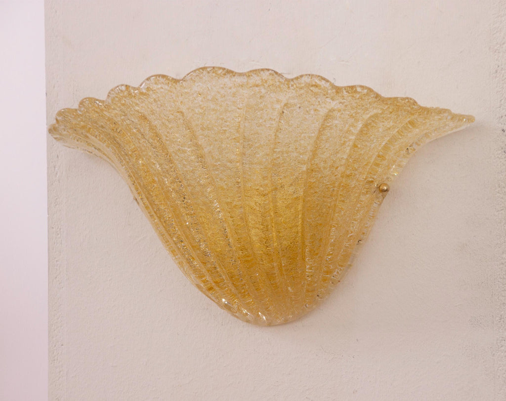 Pair of Elegant Amber Murano glass wall sconce hand with grit - SoloCoseBelle