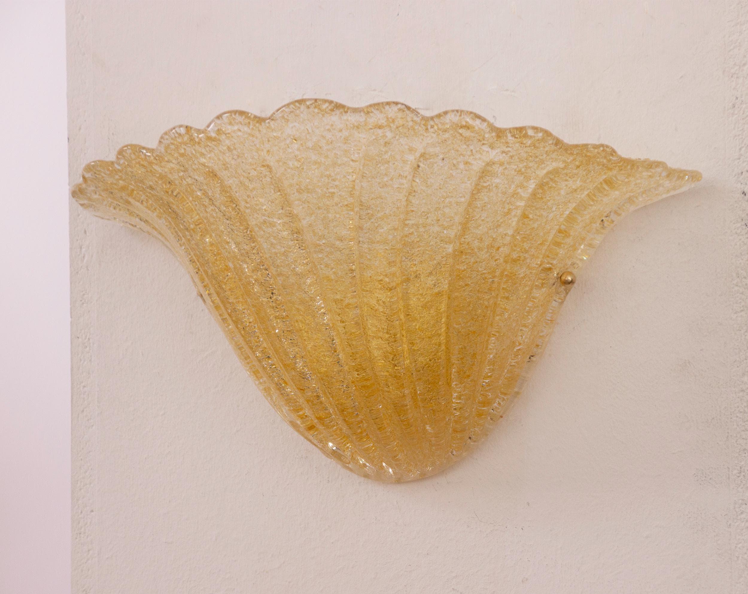 Pair of Elegant Amber Murano glass wall sconce hand with grit - SoloCoseBelle