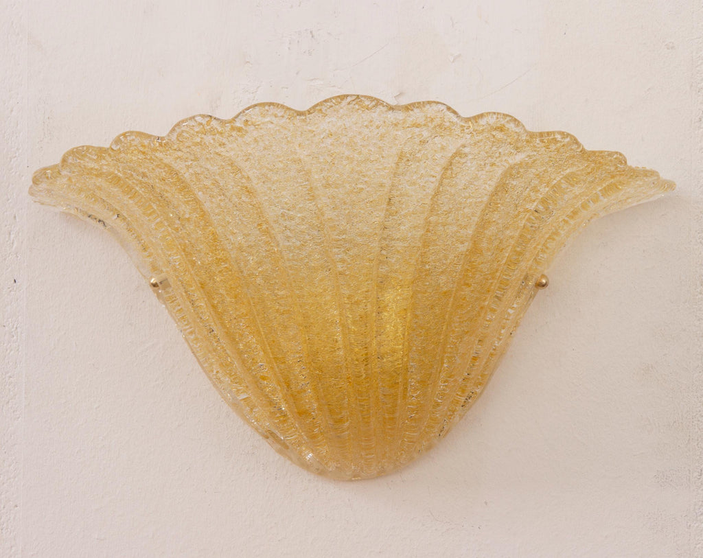 Pair of Elegant Amber Murano glass wall sconce hand with grit - SoloCoseBelle
