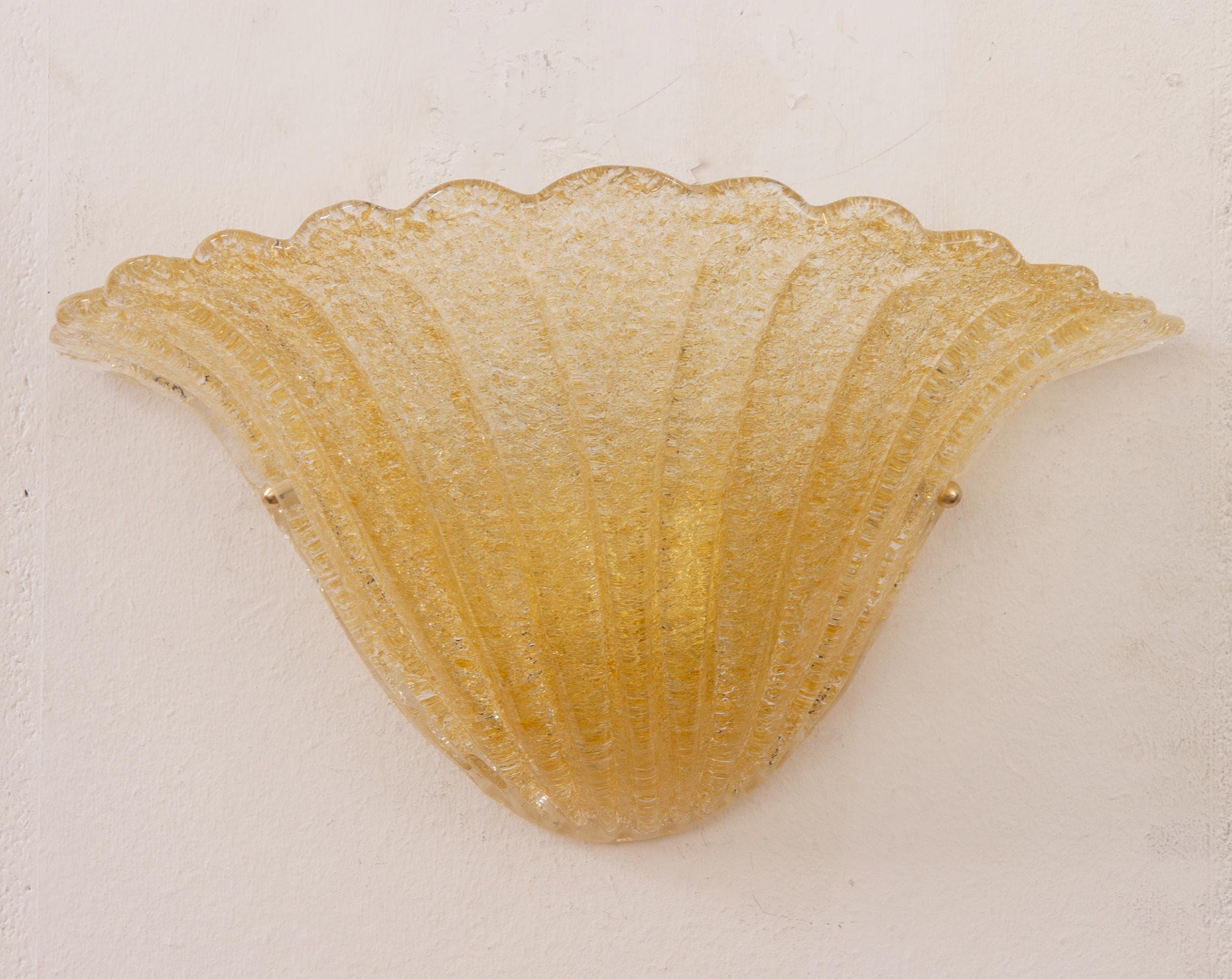 Pair of Elegant Amber Murano glass wall sconce hand with grit - SoloCoseBelle