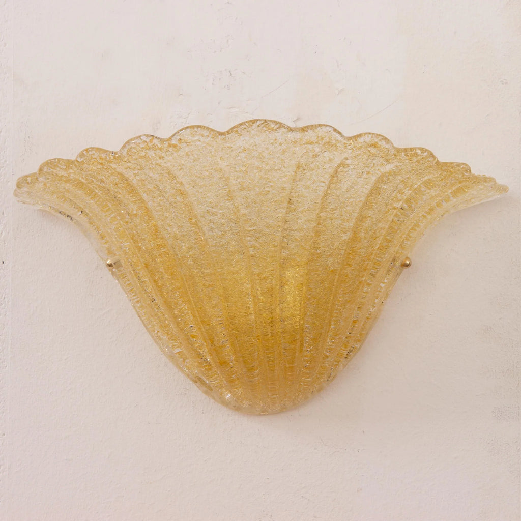 Pair of Elegant Amber Murano glass wall sconce hand with grit - SoloCoseBelle