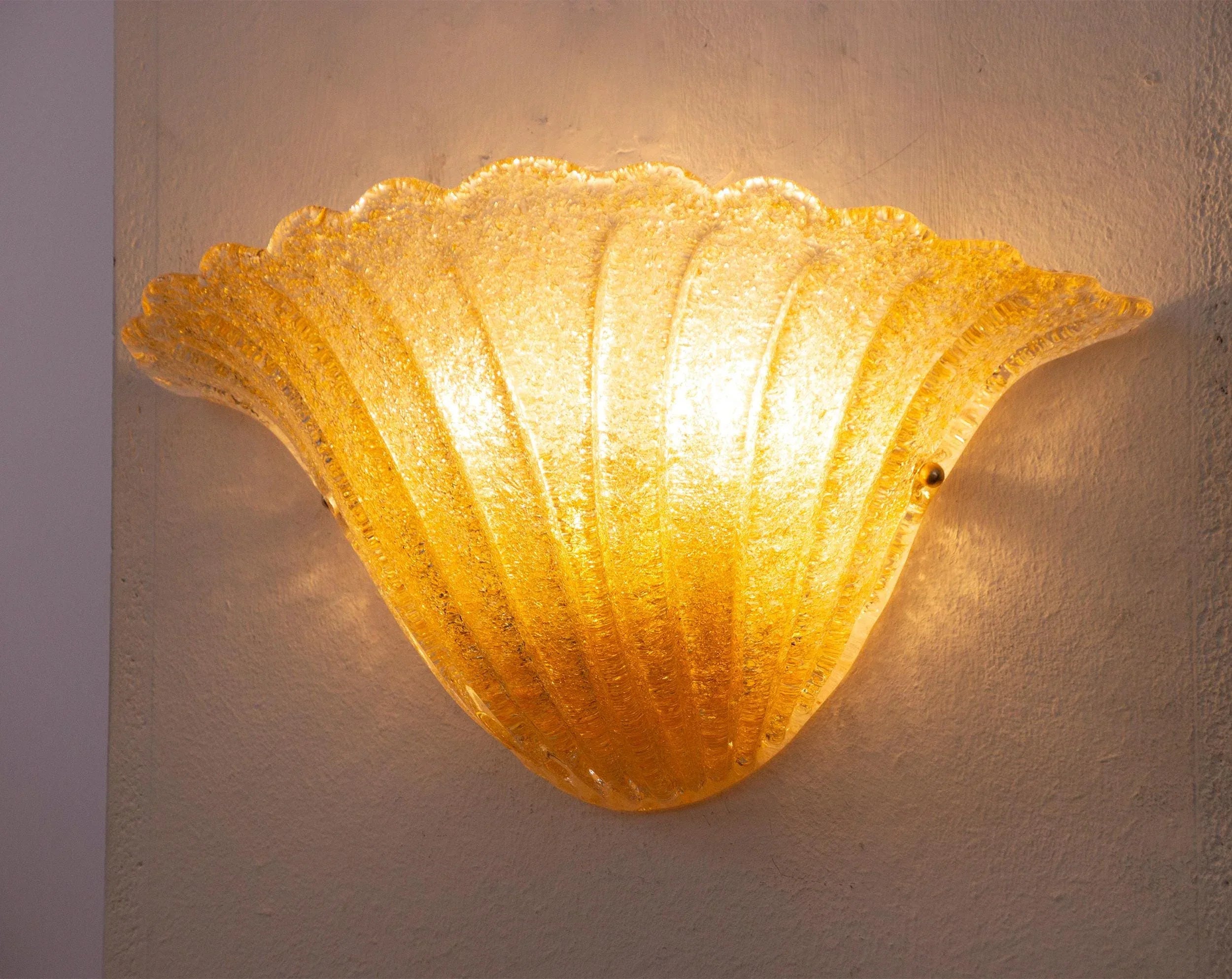 Pair of Elegant Amber Murano glass wall sconce hand with grit - SoloCoseBelle