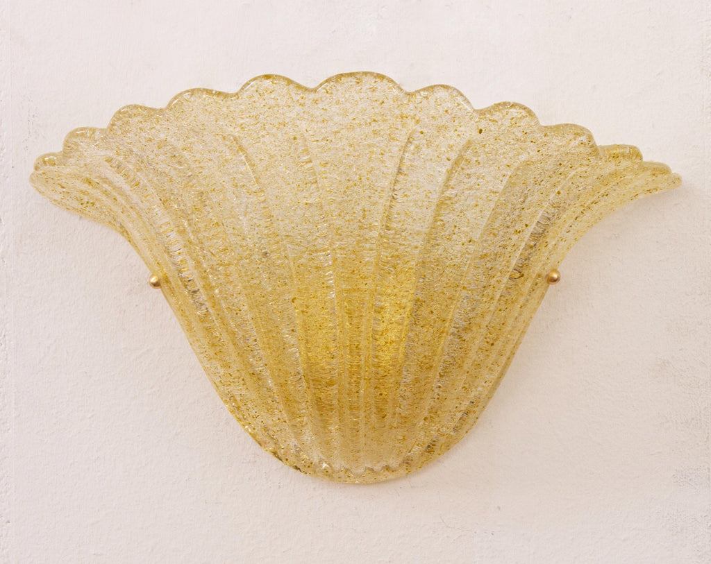 Pair of Elegant Goldish Murano glass wall sconce hand blown with grit - SoloCoseBelle