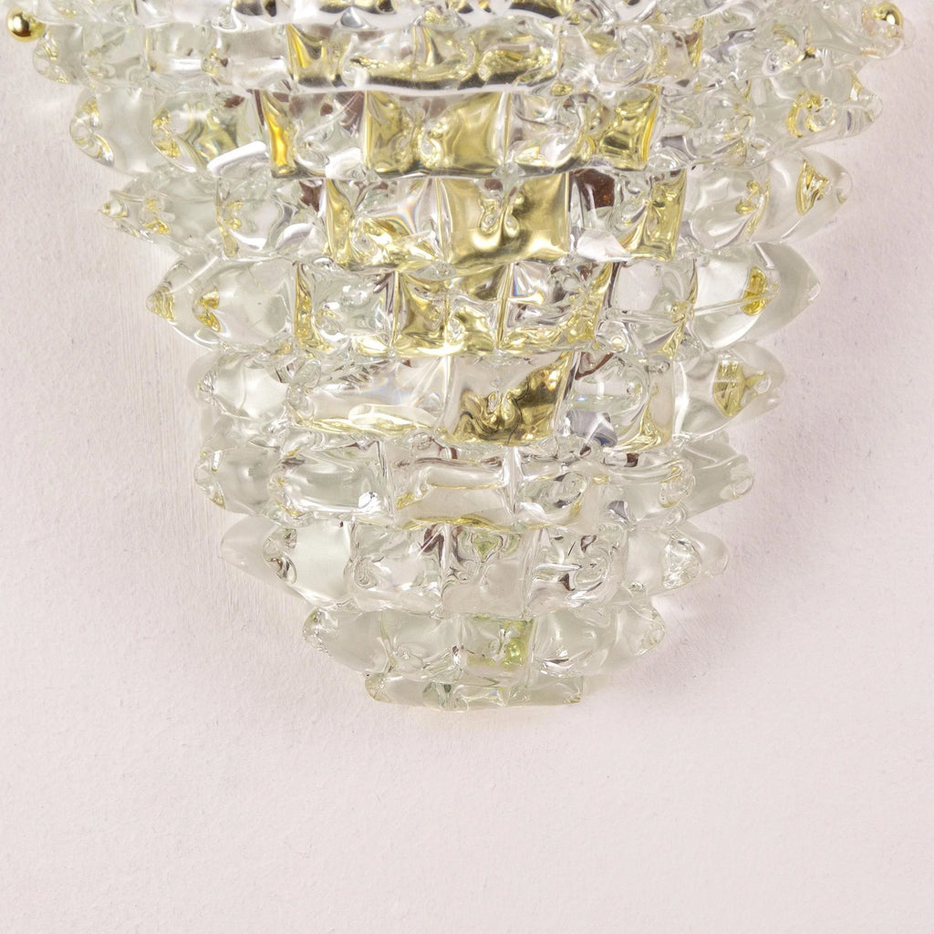 Set of 2 Murano rostrato glass wall sconces pure crystal color - SoloCoseBelle