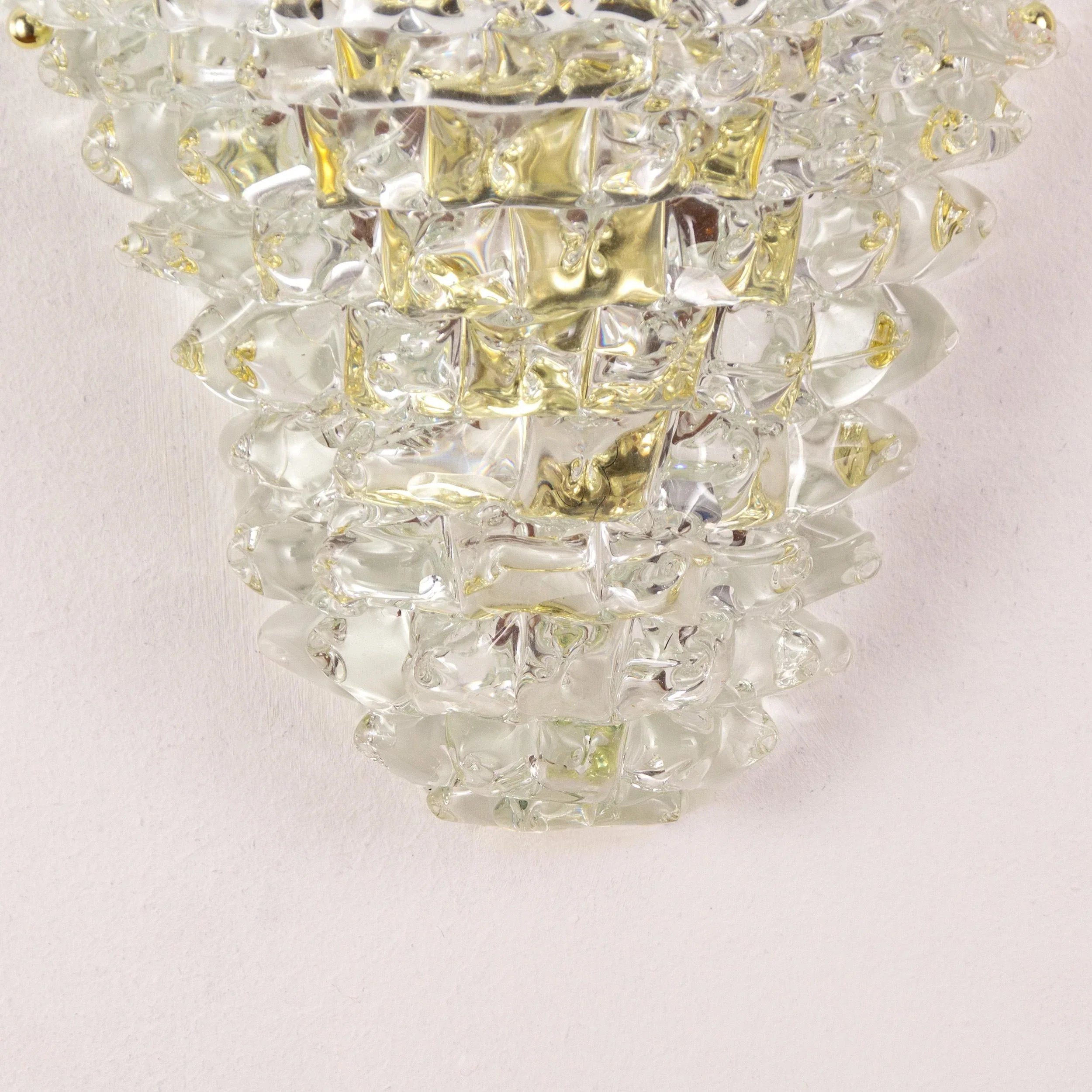 Set of 2 Murano rostrato glass wall sconces pure crystal color - SoloCoseBelle