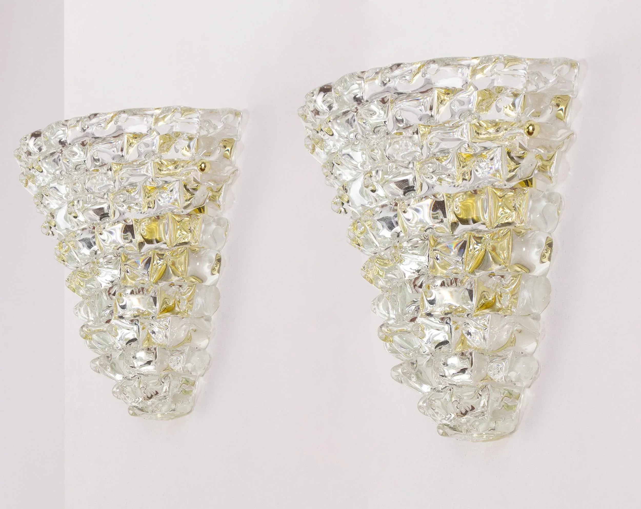 Set of 2 Murano rostrato glass wall sconces pure crystal color - SoloCoseBelle