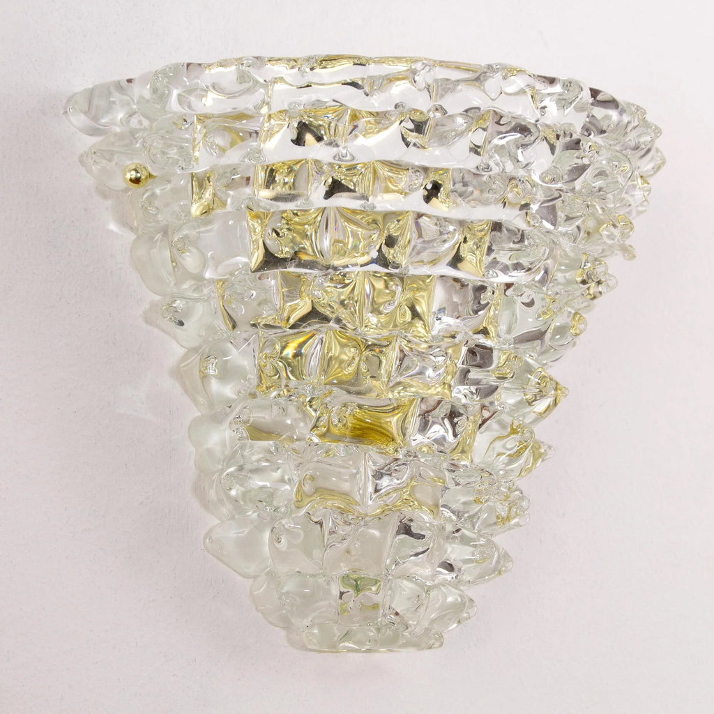 Set of 2 Murano rostrato glass wall sconces pure crystal color - SoloCoseBelle