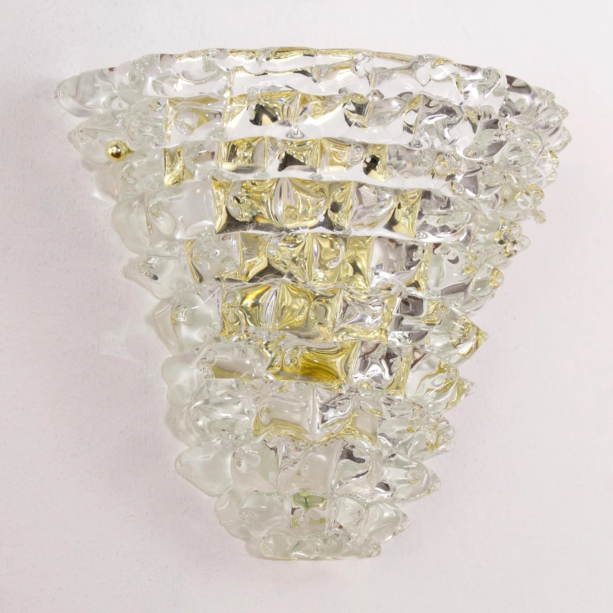 Set of 2 Murano rostrato glass wall sconces pure crystal color - SoloCoseBelle