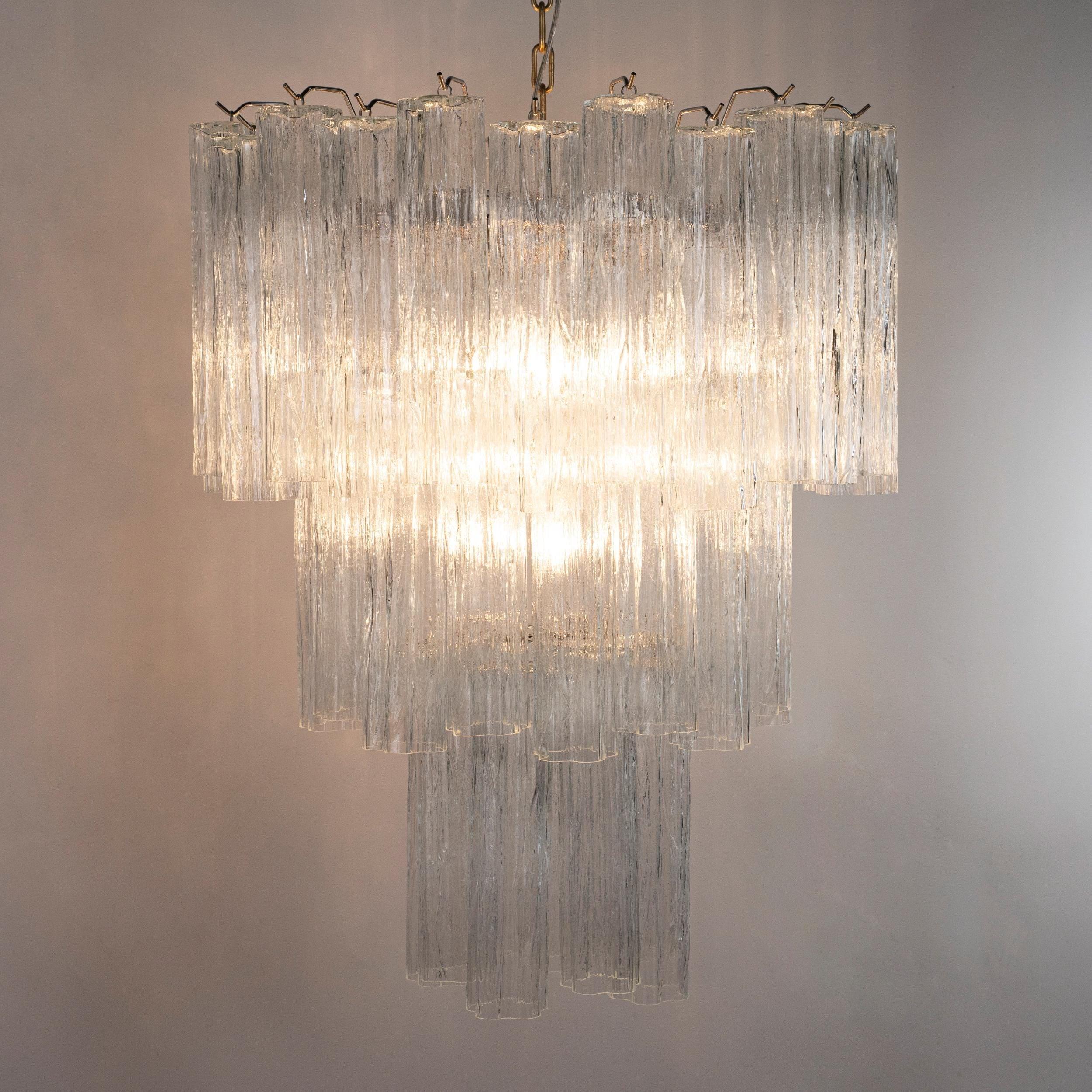 Suspension lamp Made in Italy Tronchi in clear Murano glass Ø65 cm - SoloCoseBelle