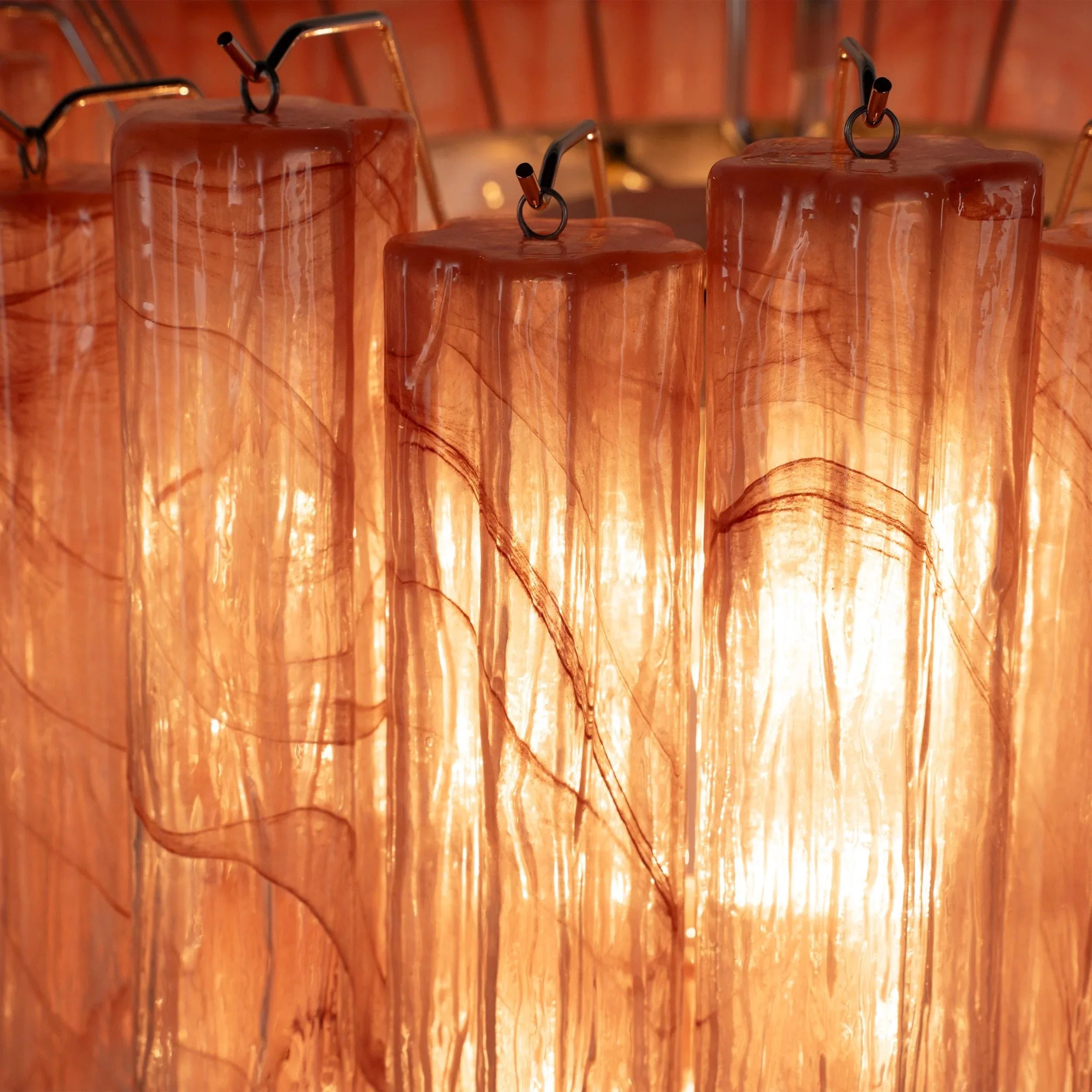 Pendant lamp Tronchi in alabaster pink Murano glass, Made in Italy - SoloCoseBelle