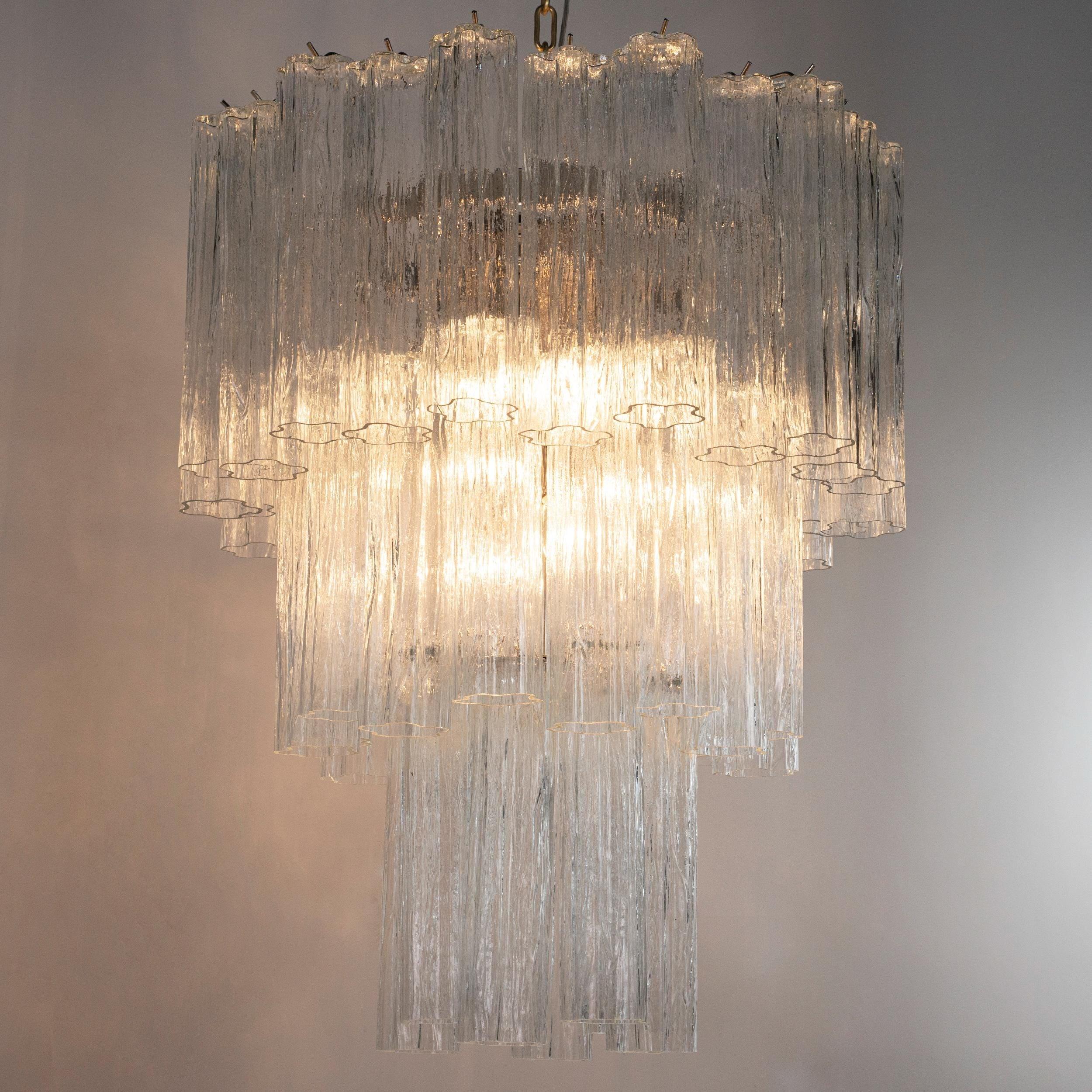 Suspension lamp Made in Italy Tronchi in clear Murano glass Ø65 cm - SoloCoseBelle