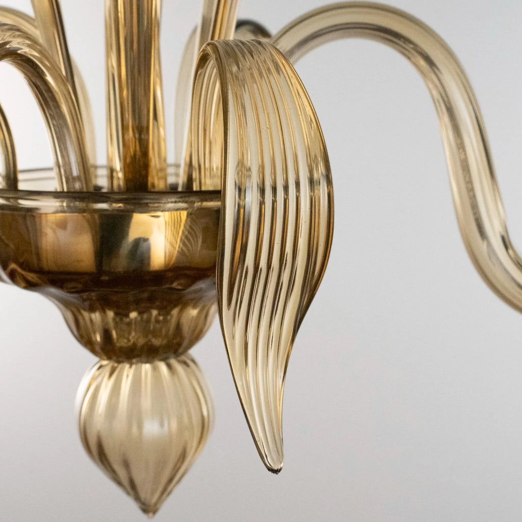 Handmade Murano glass chandelier amber color, 3 lights - SoloCoseBelle
