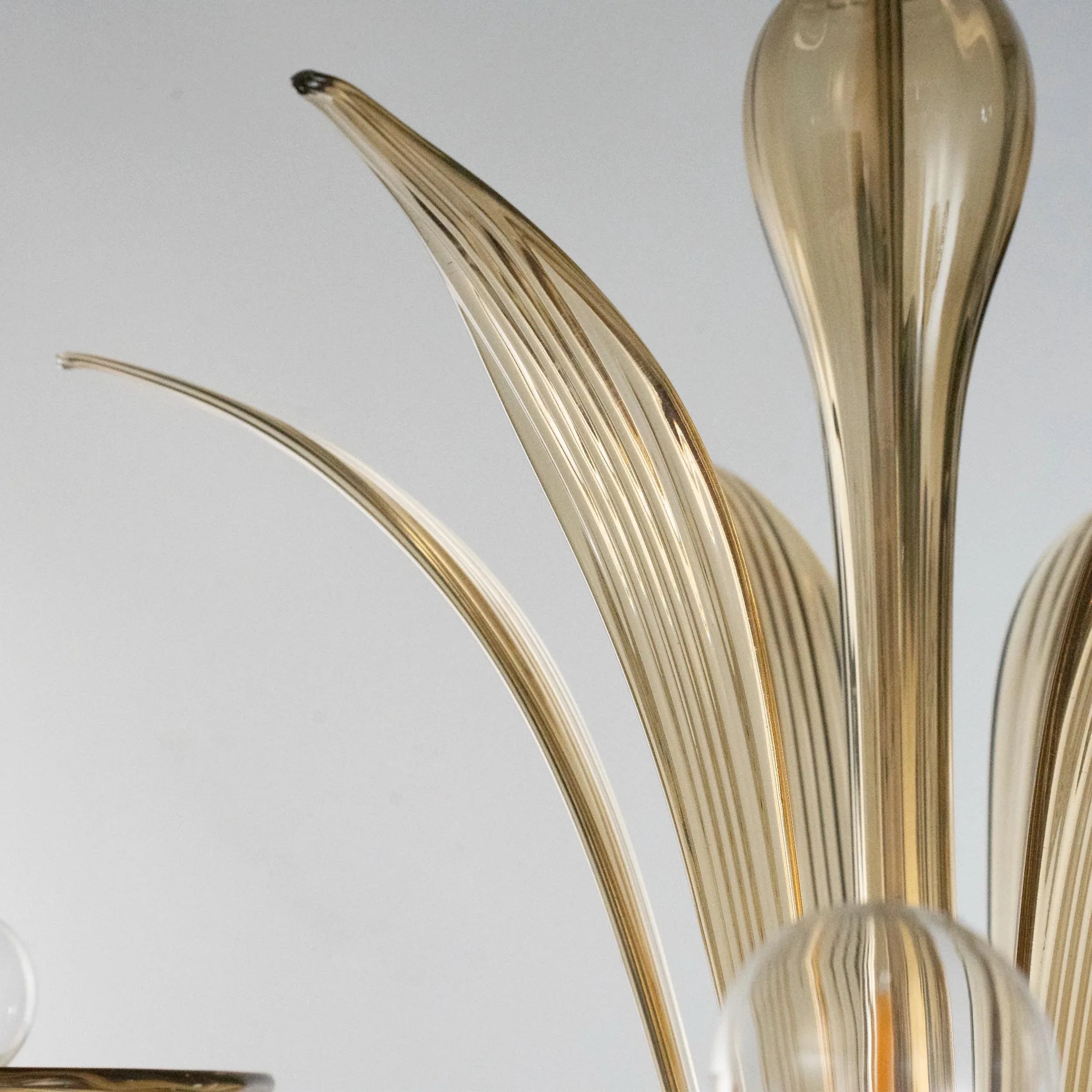 Handmade Murano glass chandelier amber color, 3 lights - SoloCoseBelle