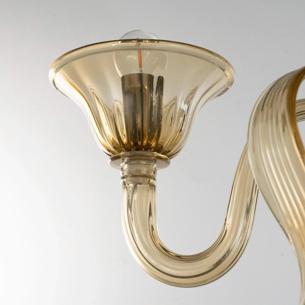 Handmade Murano glass chandelier amber color, 3 lights - SoloCoseBelle