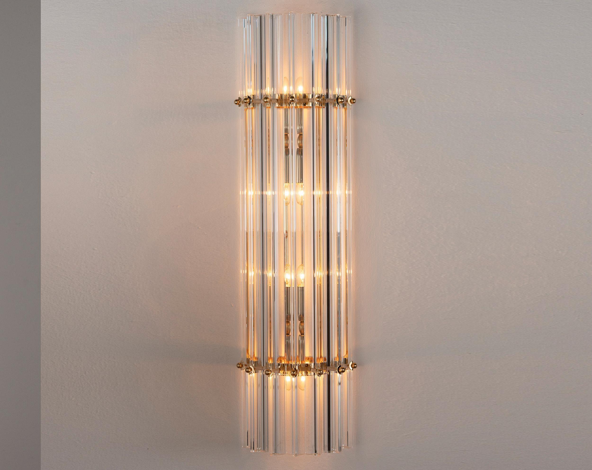 Pair of Wall sconce with triedri Murano Clear color Made in Italy - SoloCoseBelle