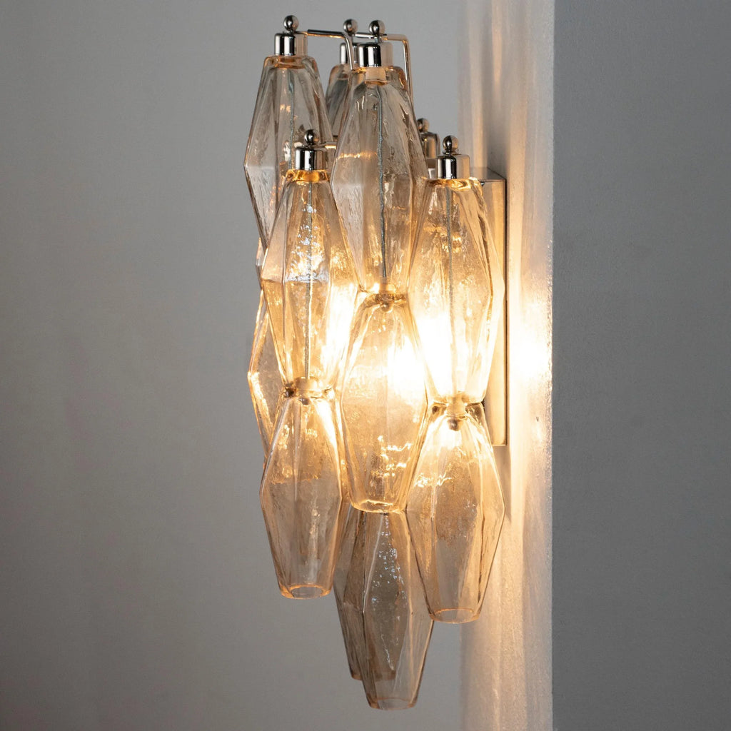 Vintage Murano Glass Wall Sconce: Smoky Poliedri - SoloCoseBelle